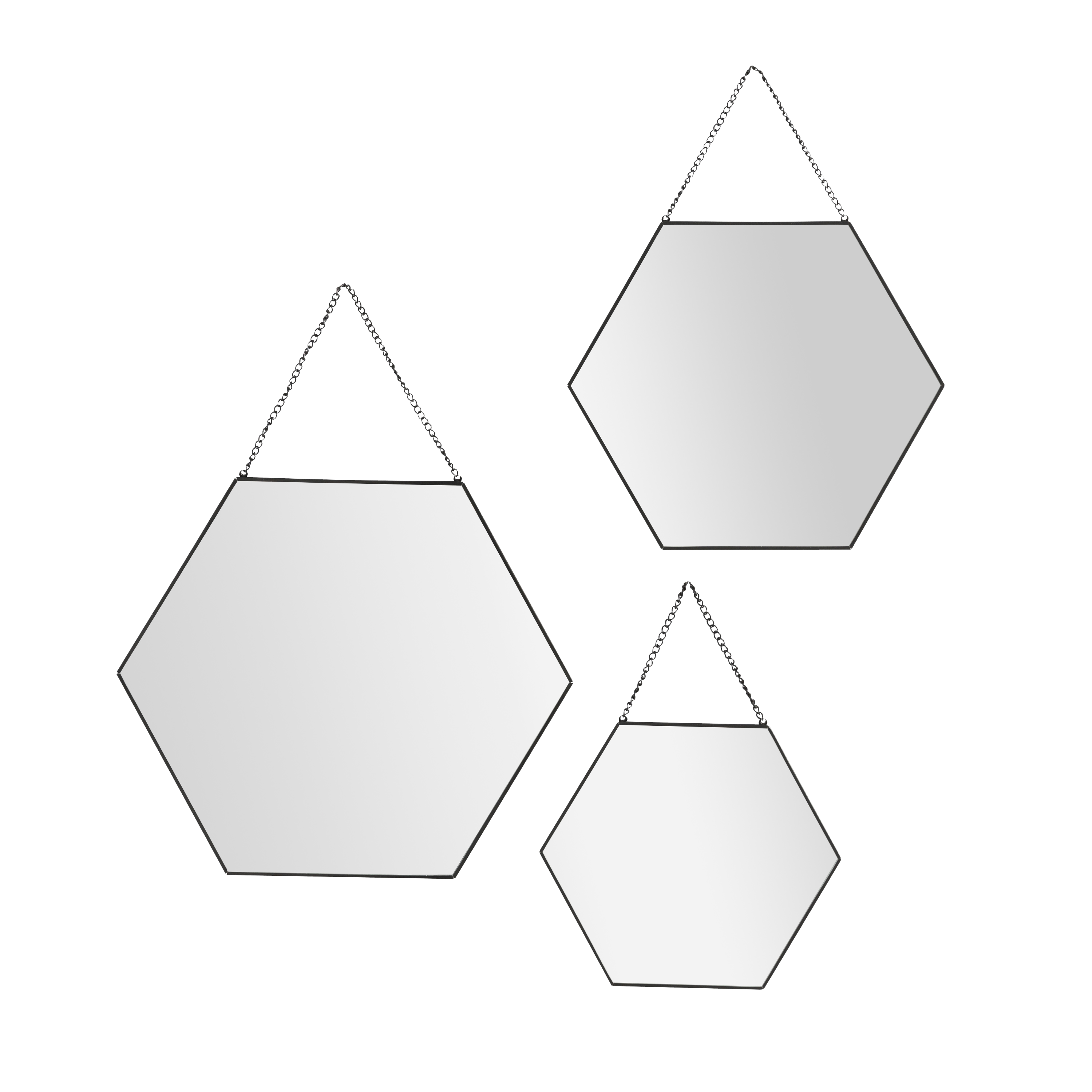 Zestaw luster dekoracyjnych Hexagonale 3 szt. czarne na łańcuszku Inspire