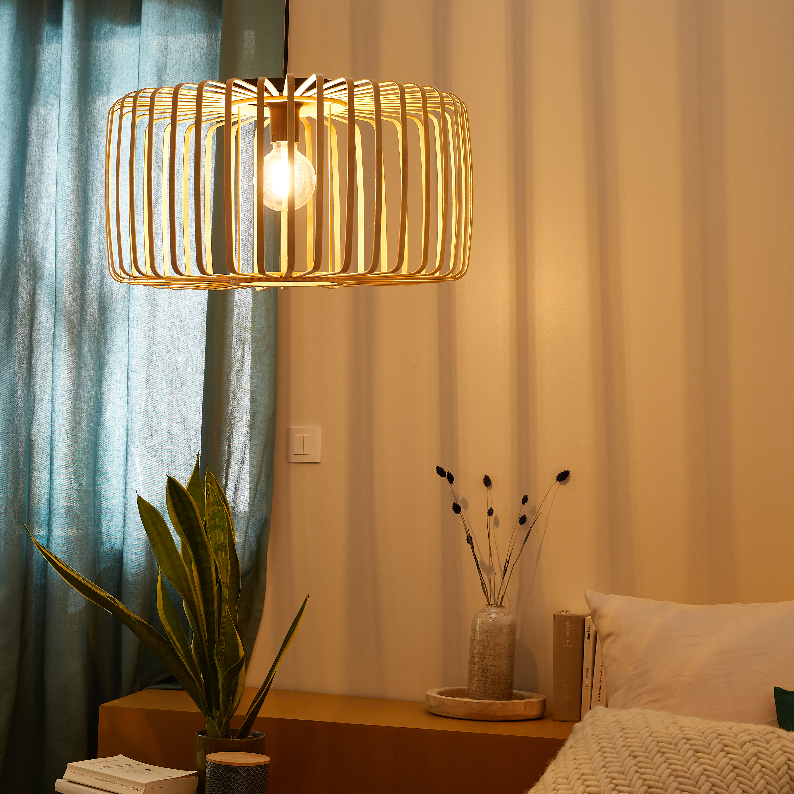 Lampa wisząca Pecan bambus E27 Inspire