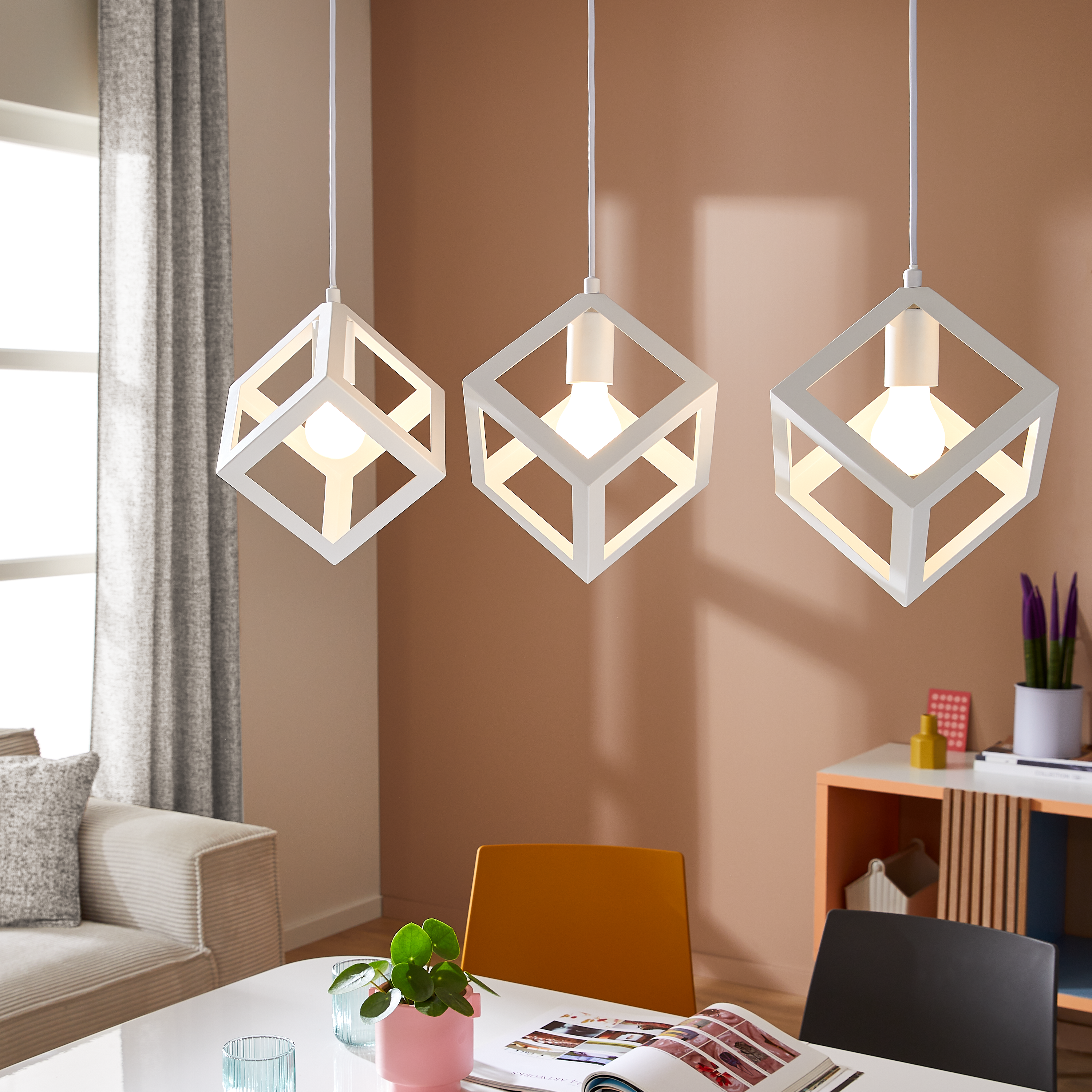 Lampa wisząca Plywood biała 3 x E27 Inspire