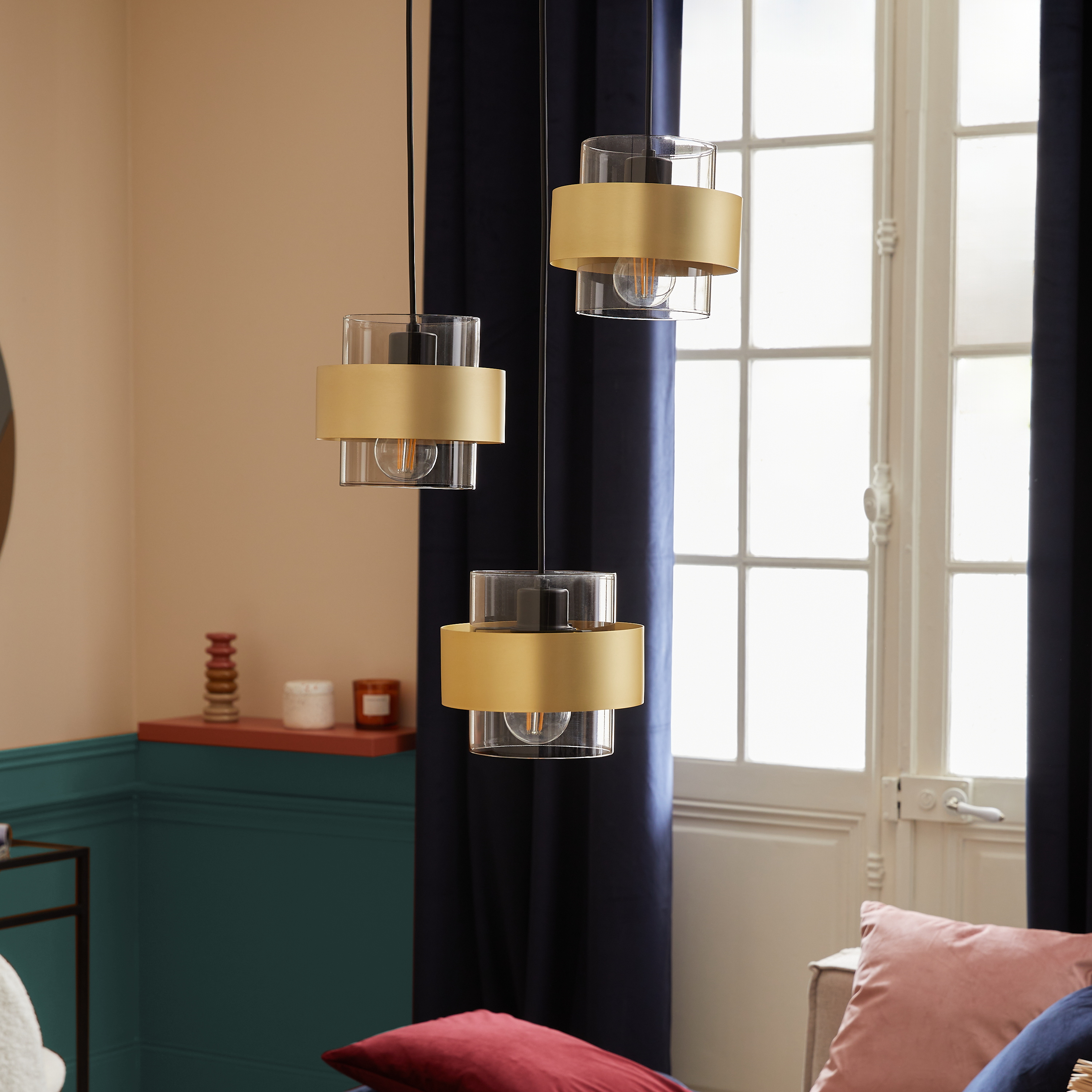Lampa wisząca Croon czarno-złota 3 x E27 Inspire