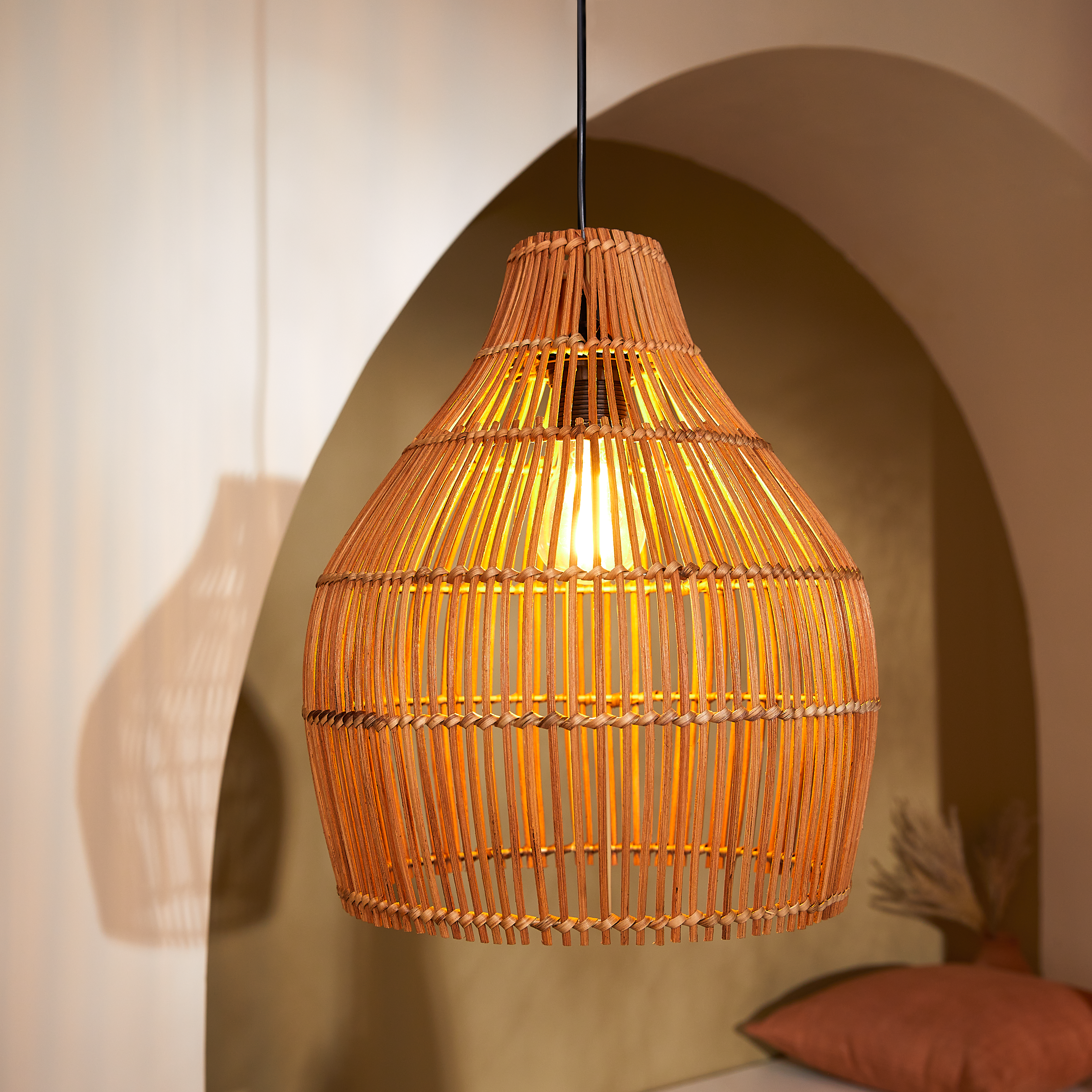 Lampa wisząca Elongo rattan E27 Inspire