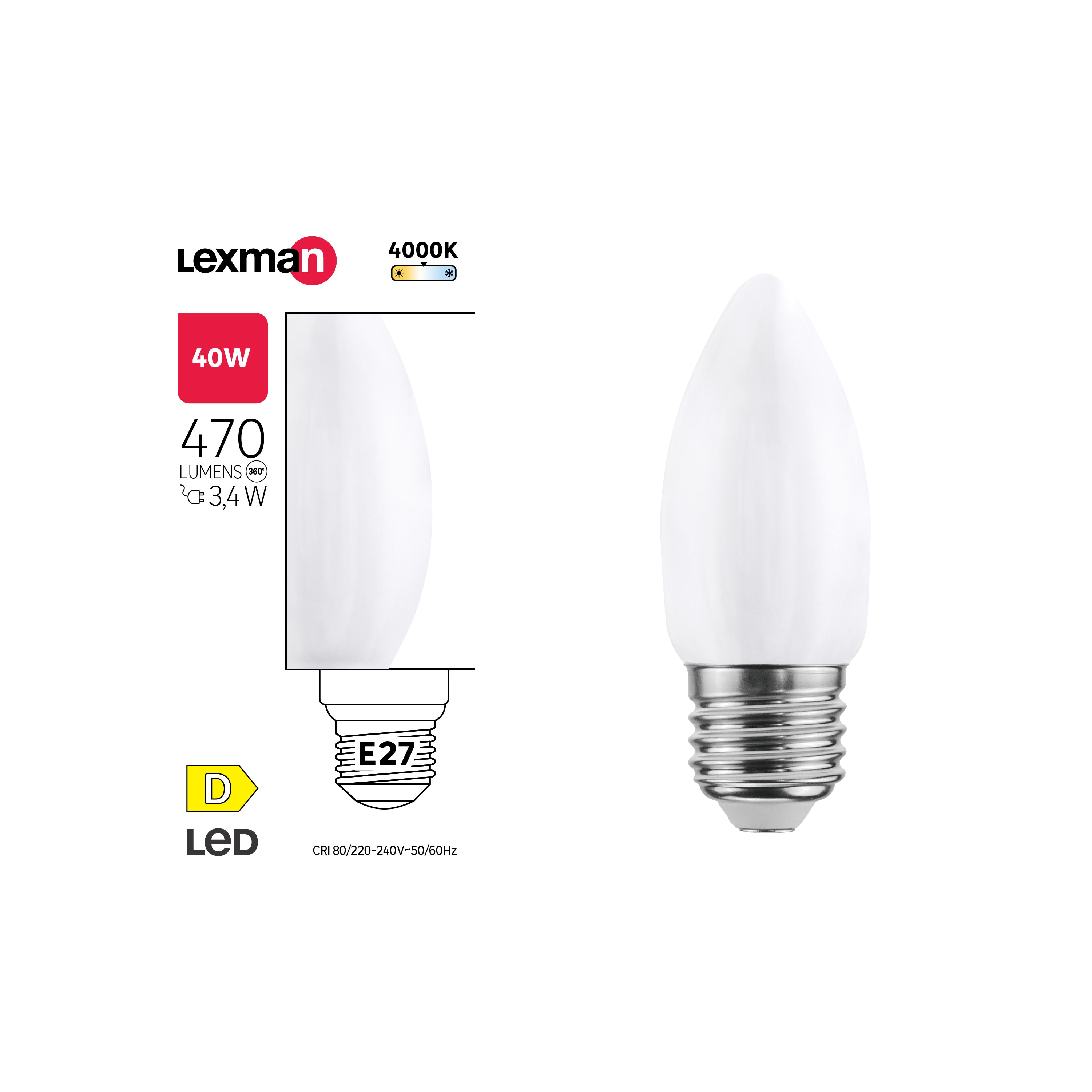 Żarówka LED E27 3.4 W 470 lm Neutralna biel Lexman