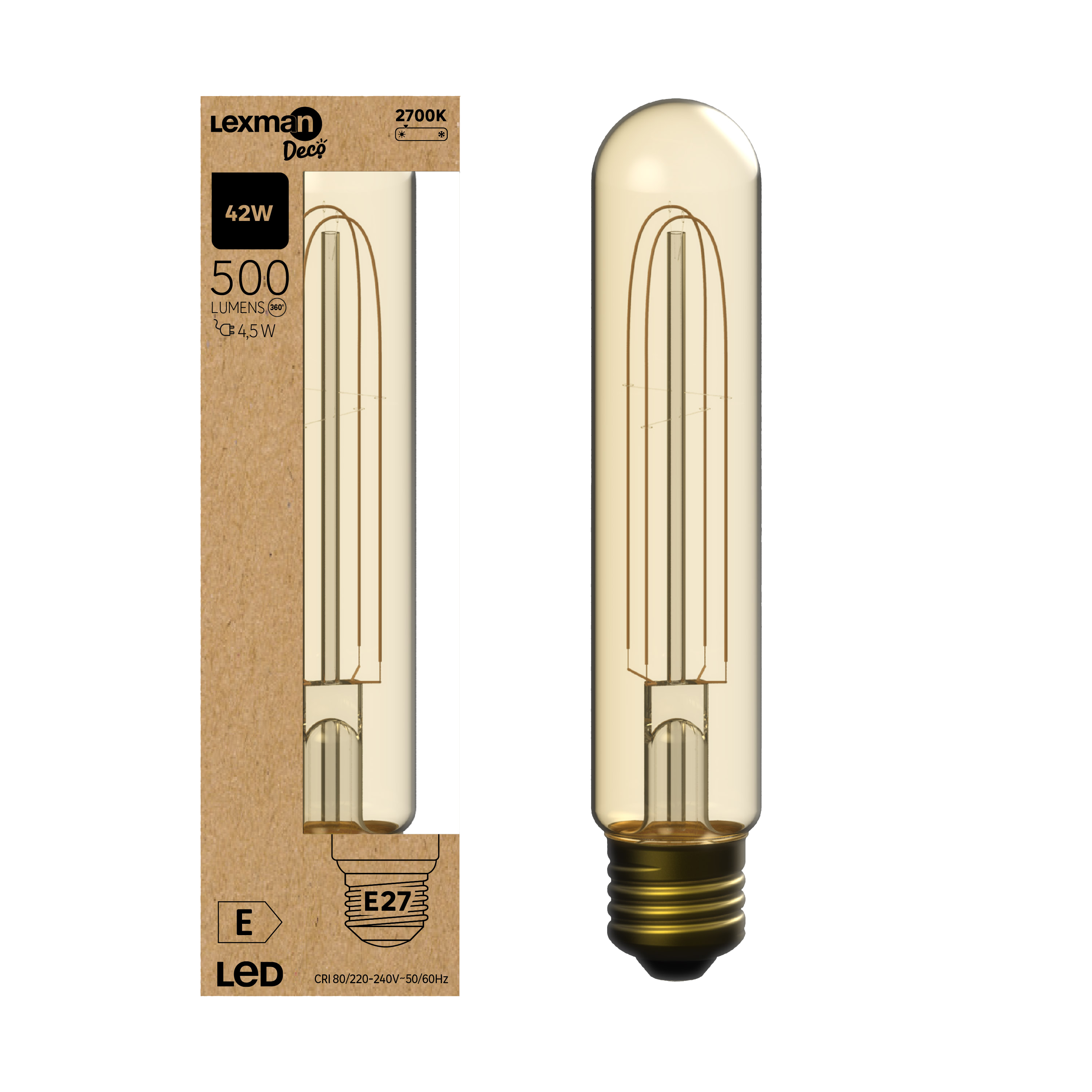 Żarówka dekoracyjna LED E27 T10 4,5 W 500 lm Ciepła biel Lexman