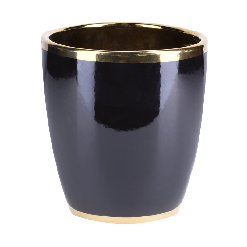 Osłonka doniczki ceramiczna Lome 25cm czarno-złota DHG