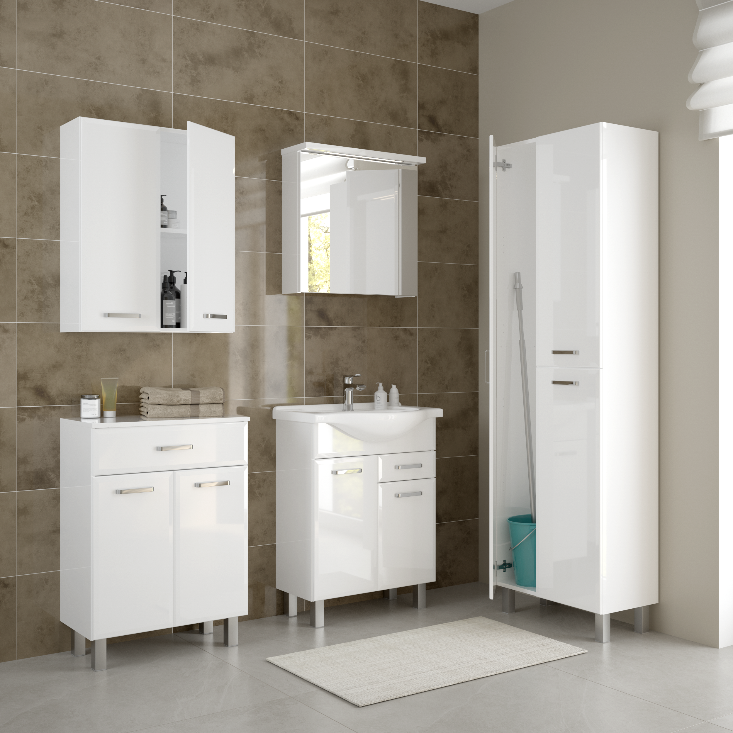 Szafka lustrzana z oświetleniem Storm 50 X 60 X 15 Sensea