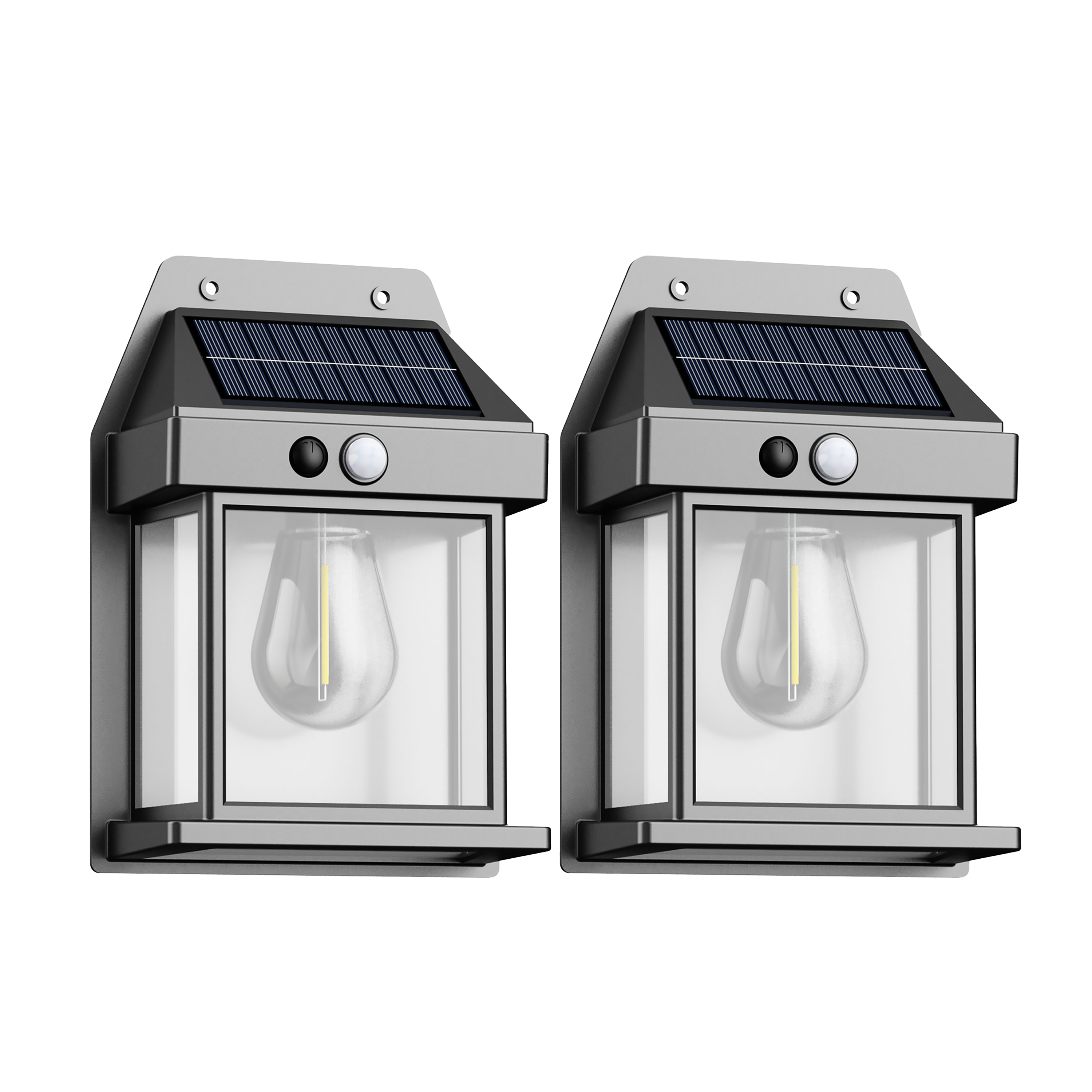 Kinkiet solarny 2 szt. czarny z czujnikiem IP44 LED