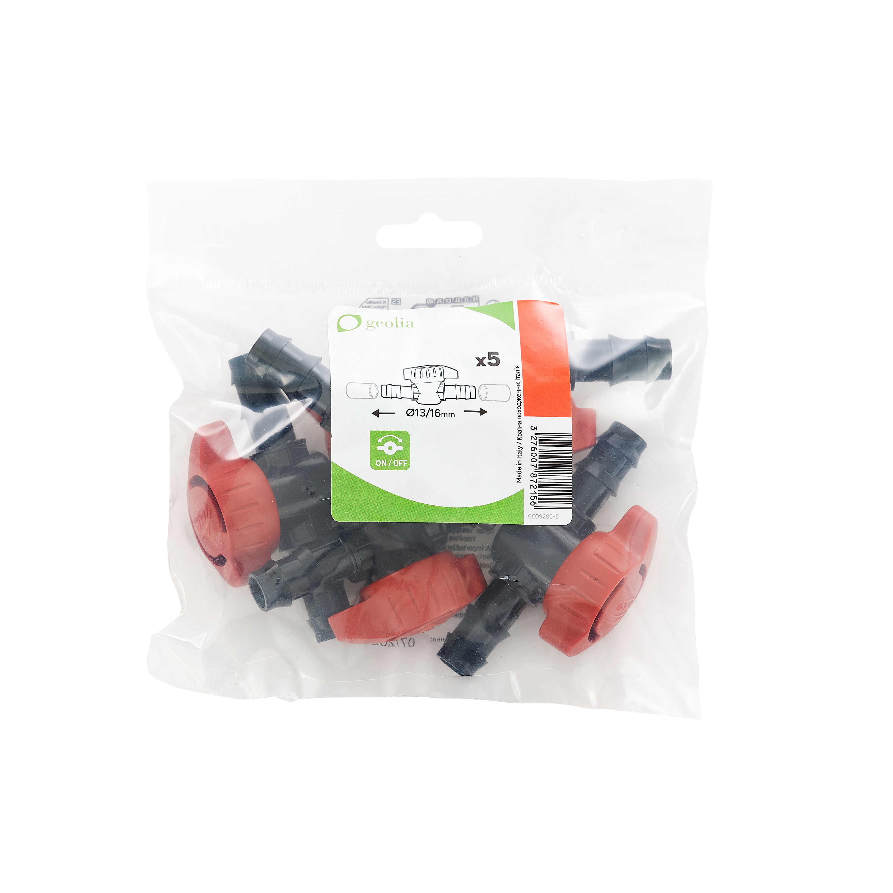 Zawór odcinający do instalacji kroplującej 16mm 3/4" 5 szt. Geolia
