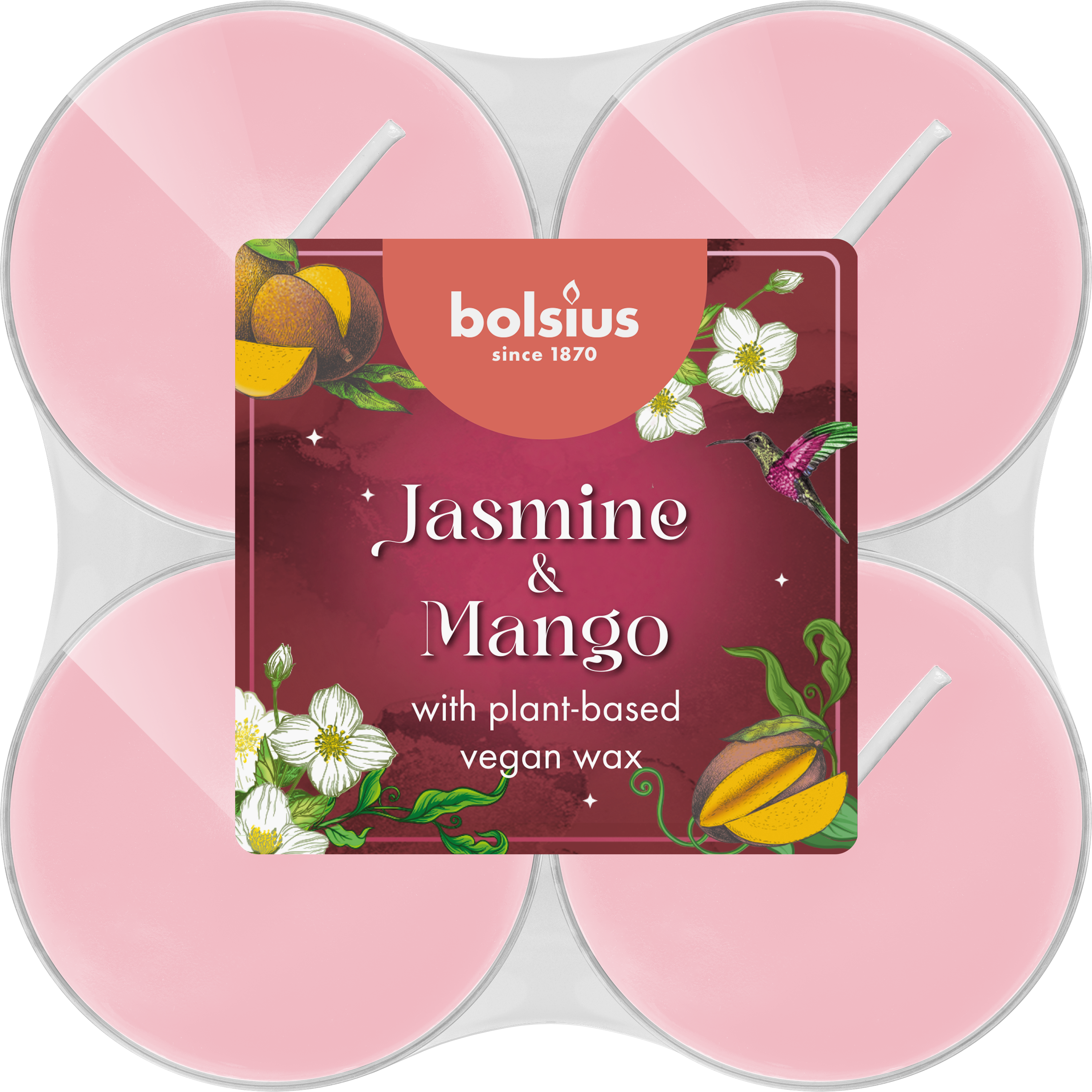 Świeca zapachowa podgrzewacz Maxi Lighty Floran Fusion Jaśmin & Mango Bolsius 8 godzin 8 sztuk