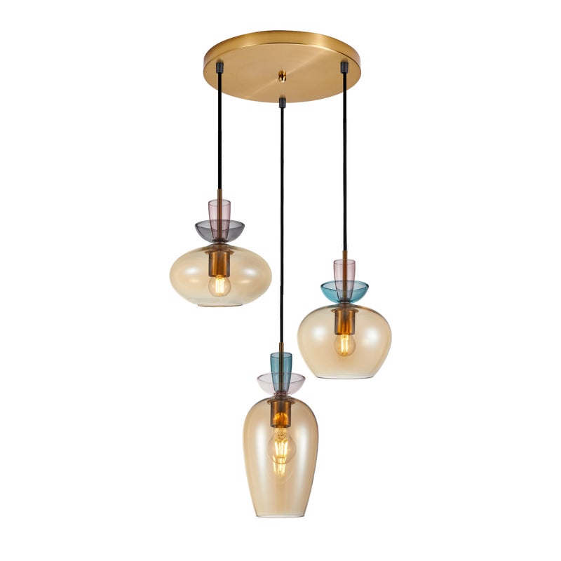 Lampa wisząca Fanda bursztyn 3 x E27 Italux