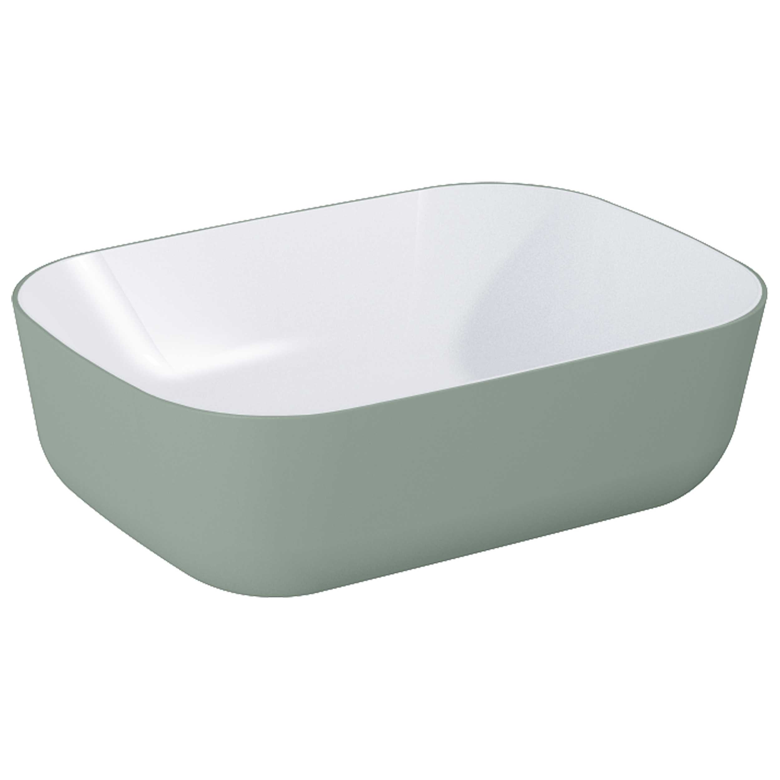 Umywalka ceramiczna nablatowa Suri 45.5x32.5x13.5 cm biało-zielona Elita