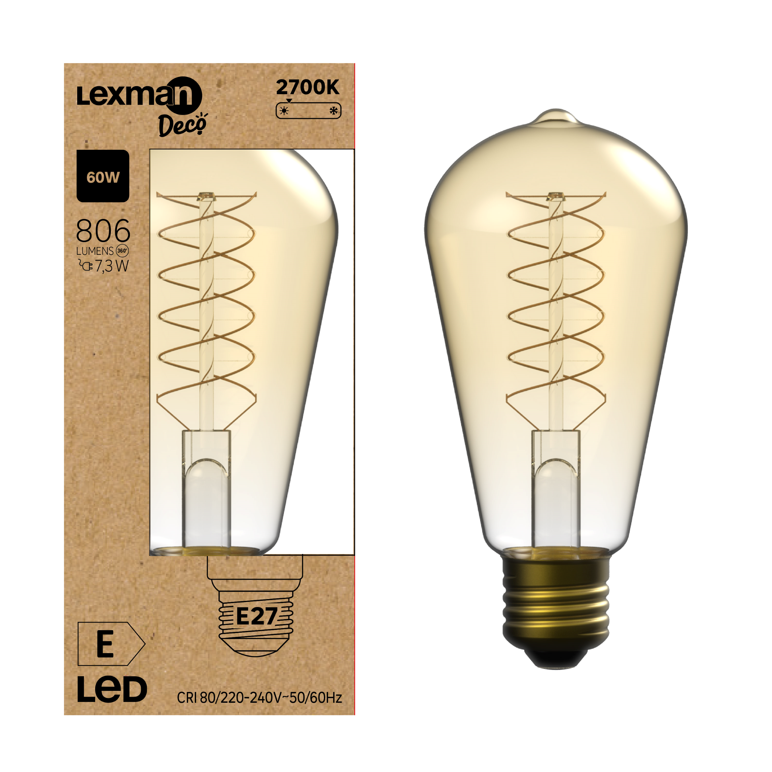 Żarówka dekoracyjna LED E27 7.3 W 806 lm Ciepła biel Lexman