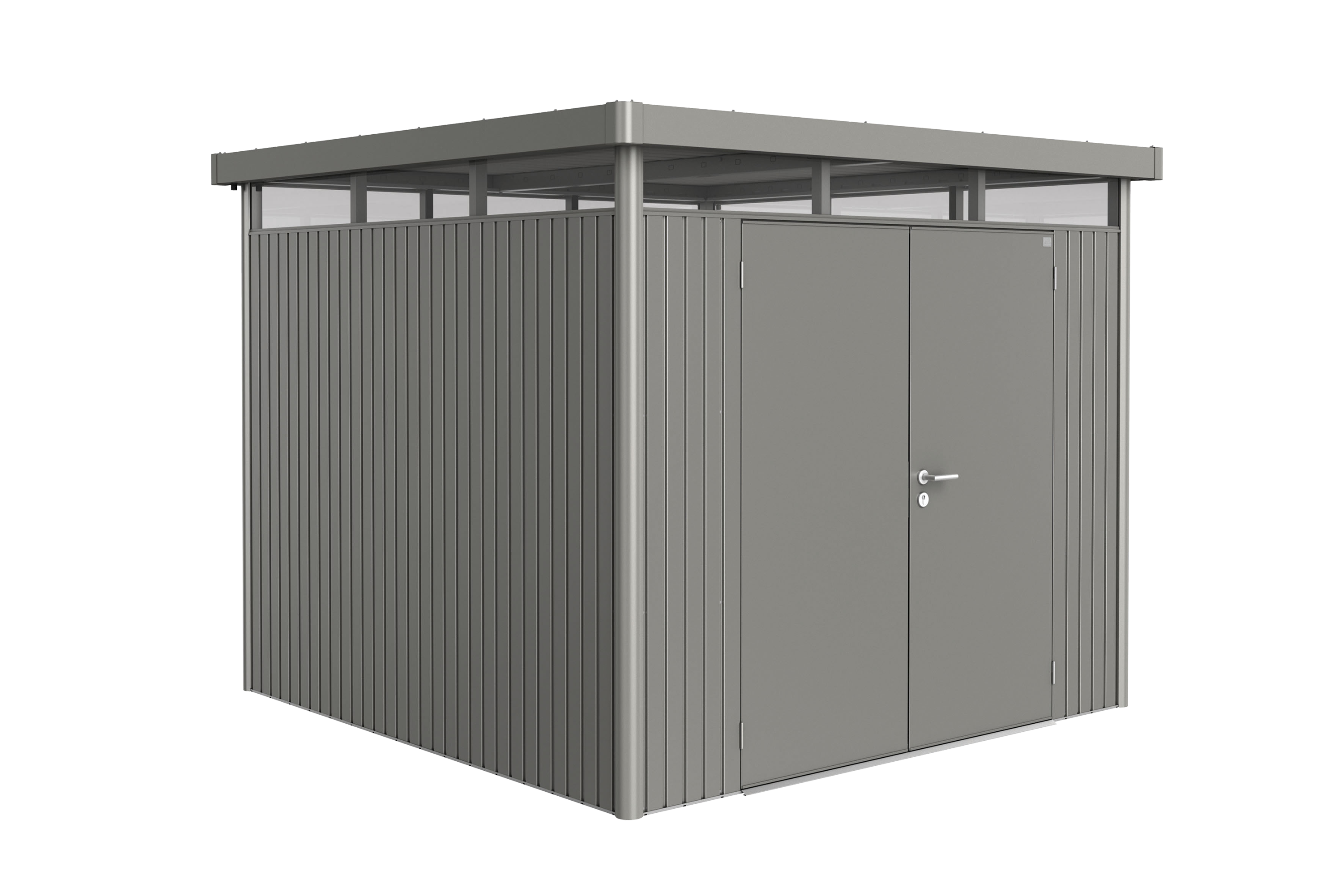 Domek narzędziowy metalowy Highline H4 podwójne drzwi 6,35 m2 szary Biohort