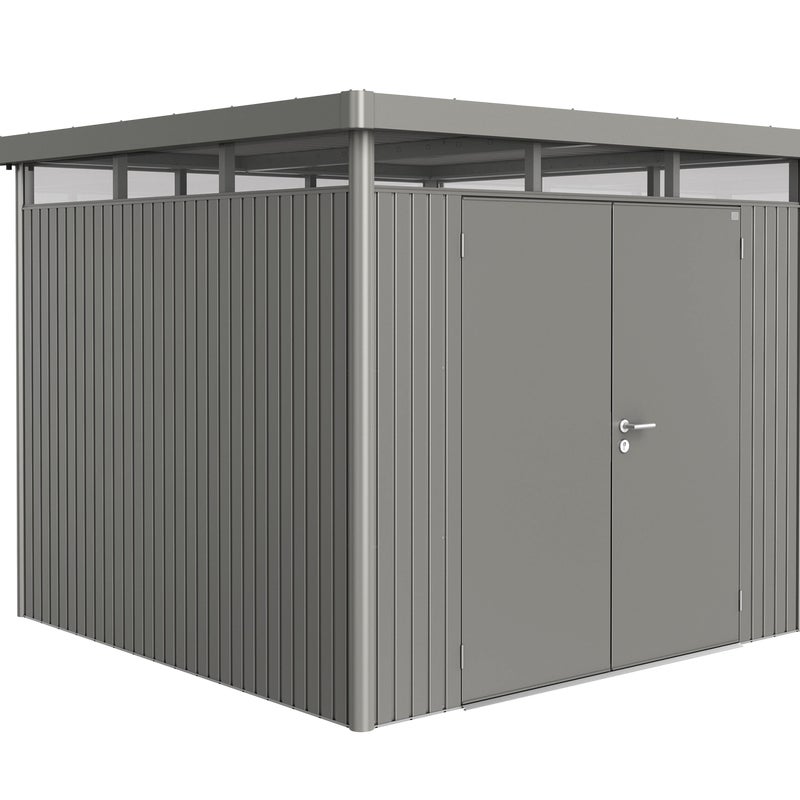 Domek narzędziowy metalowy Highline H4 podwójne drzwi 6,35 m2 szary Biohort