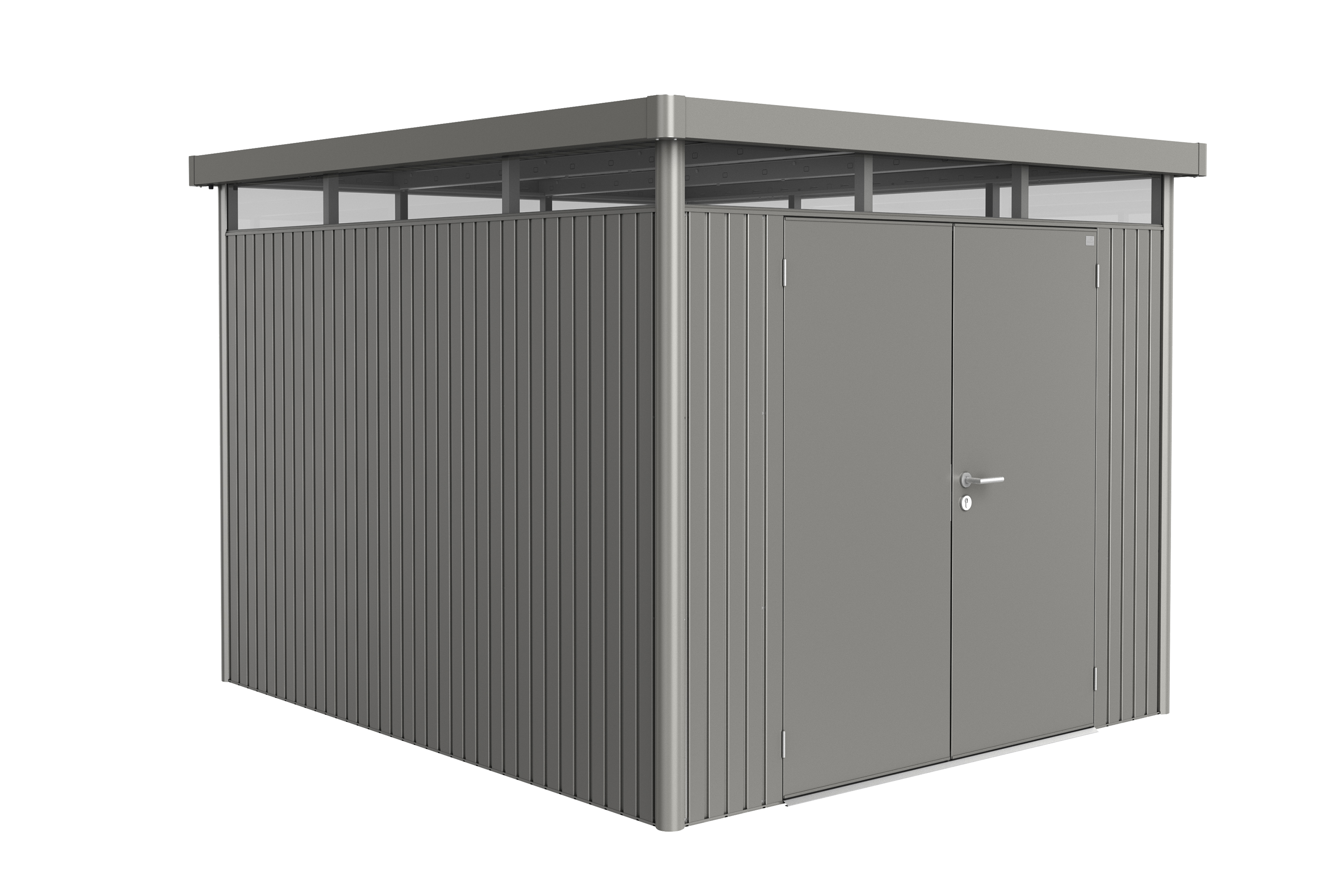 Domek narzędziowy metalowy Highline H5 podwójne drzwi 7,36 m2 szary Biohort
