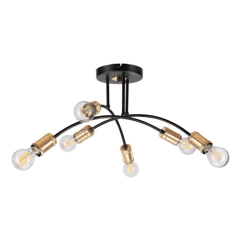 Lampa wisząca Anya czarno-złota 6 x E27 Lamkur