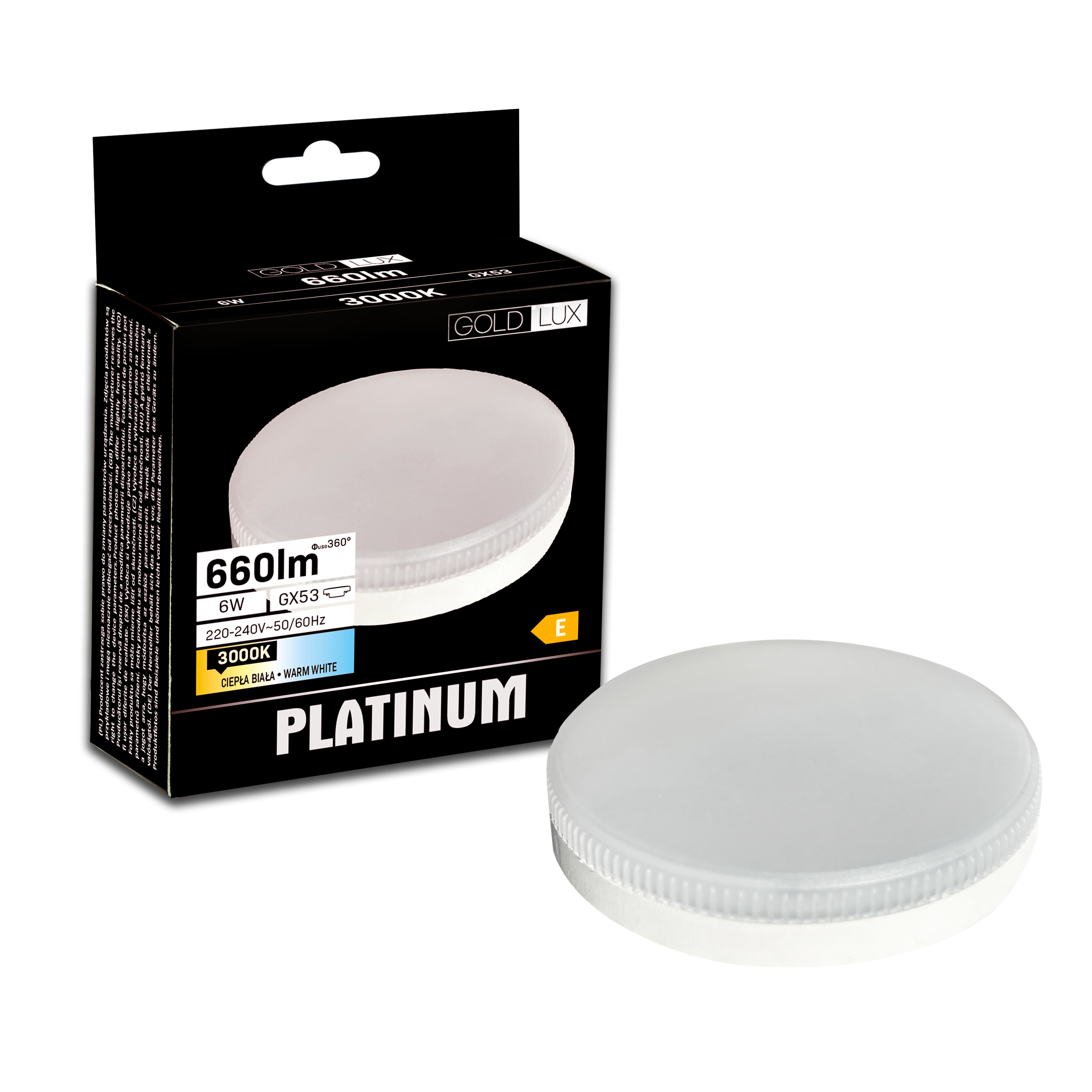 Żarówka LED GX53 6 W 660 lm Ciepła biel Goldlux