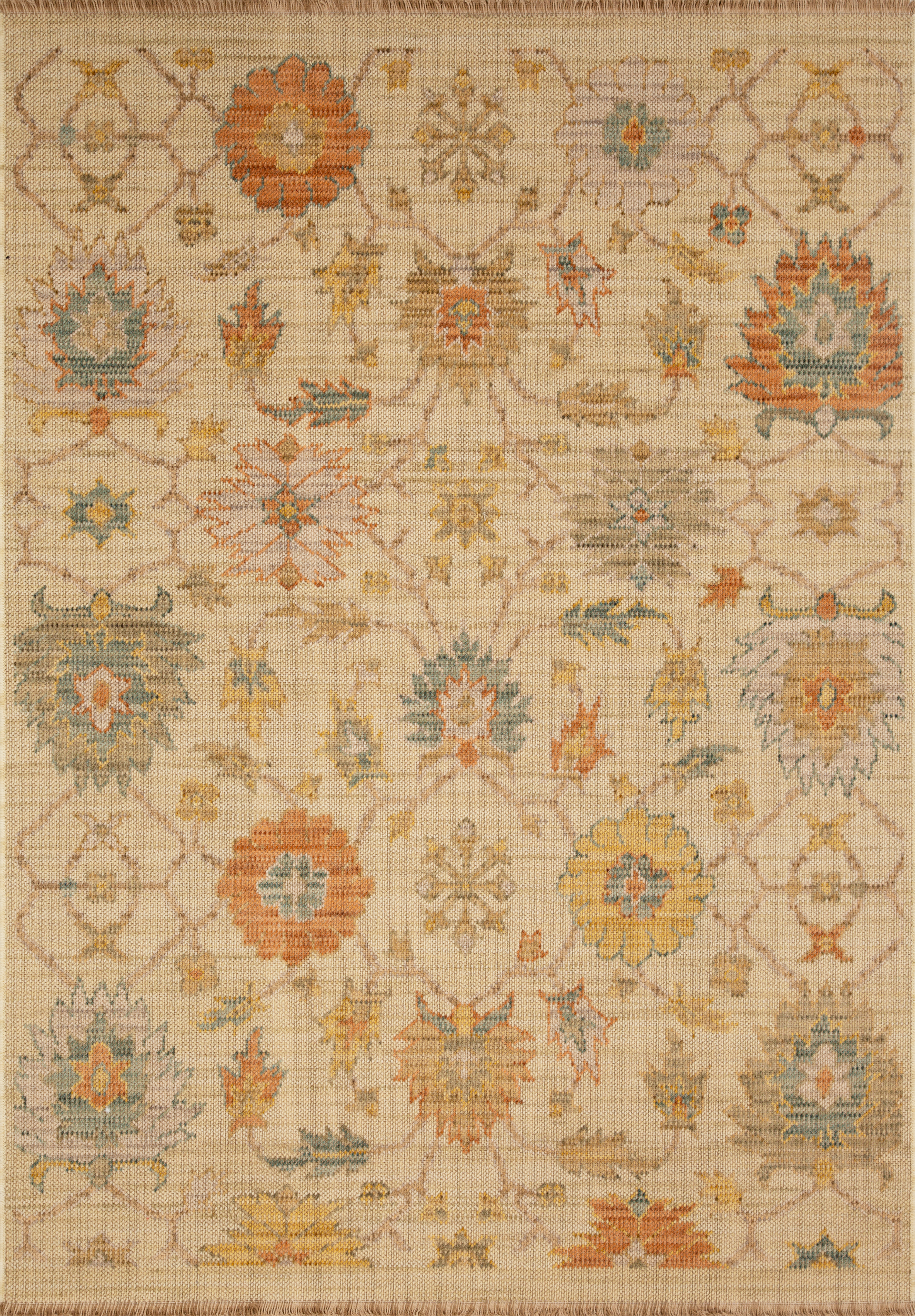 Dywan z frędzlami Royal Wool Kwiat beżowy 60 x 100 cm