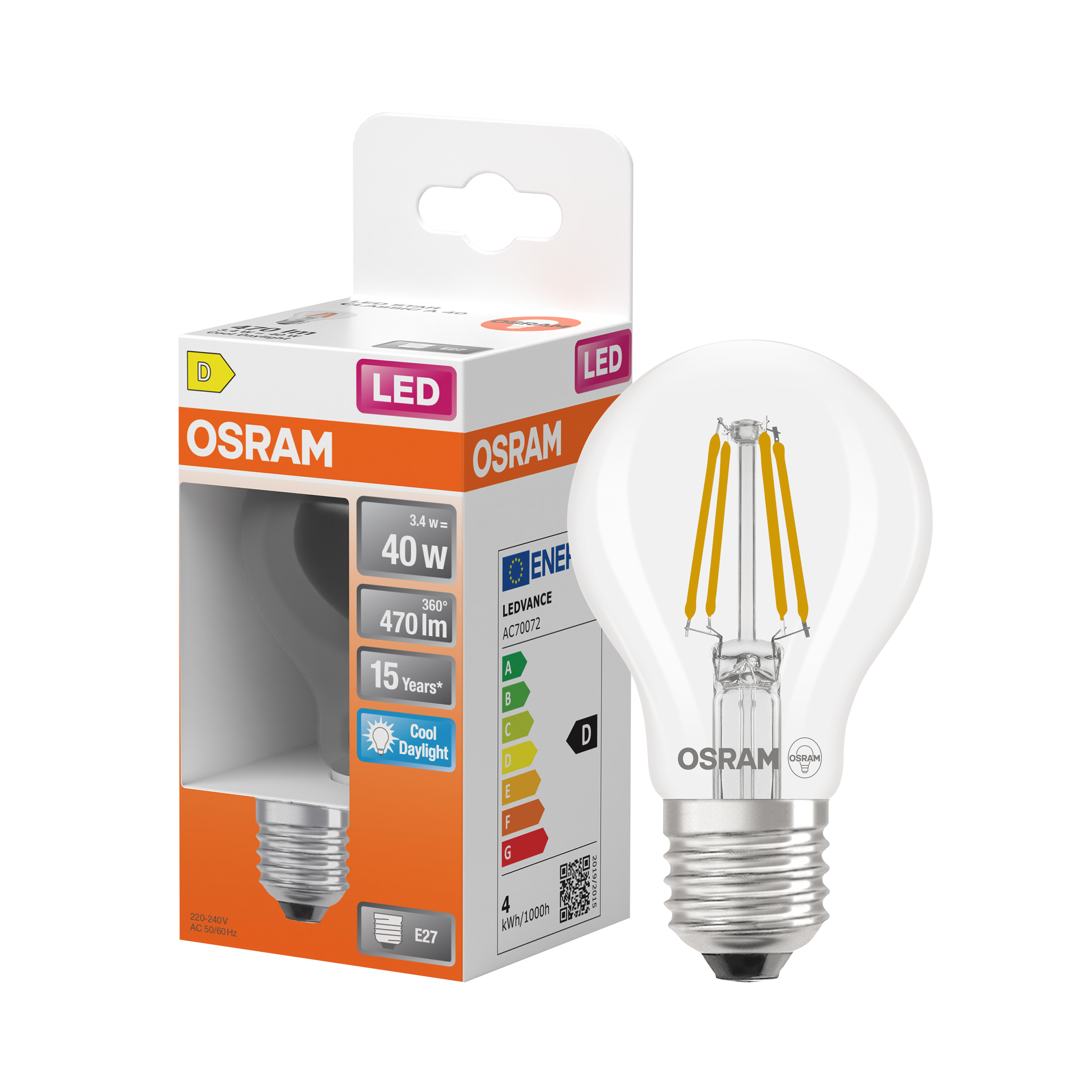 Żarówka LED E27 4 W 470 lm Zimna biel Osram
