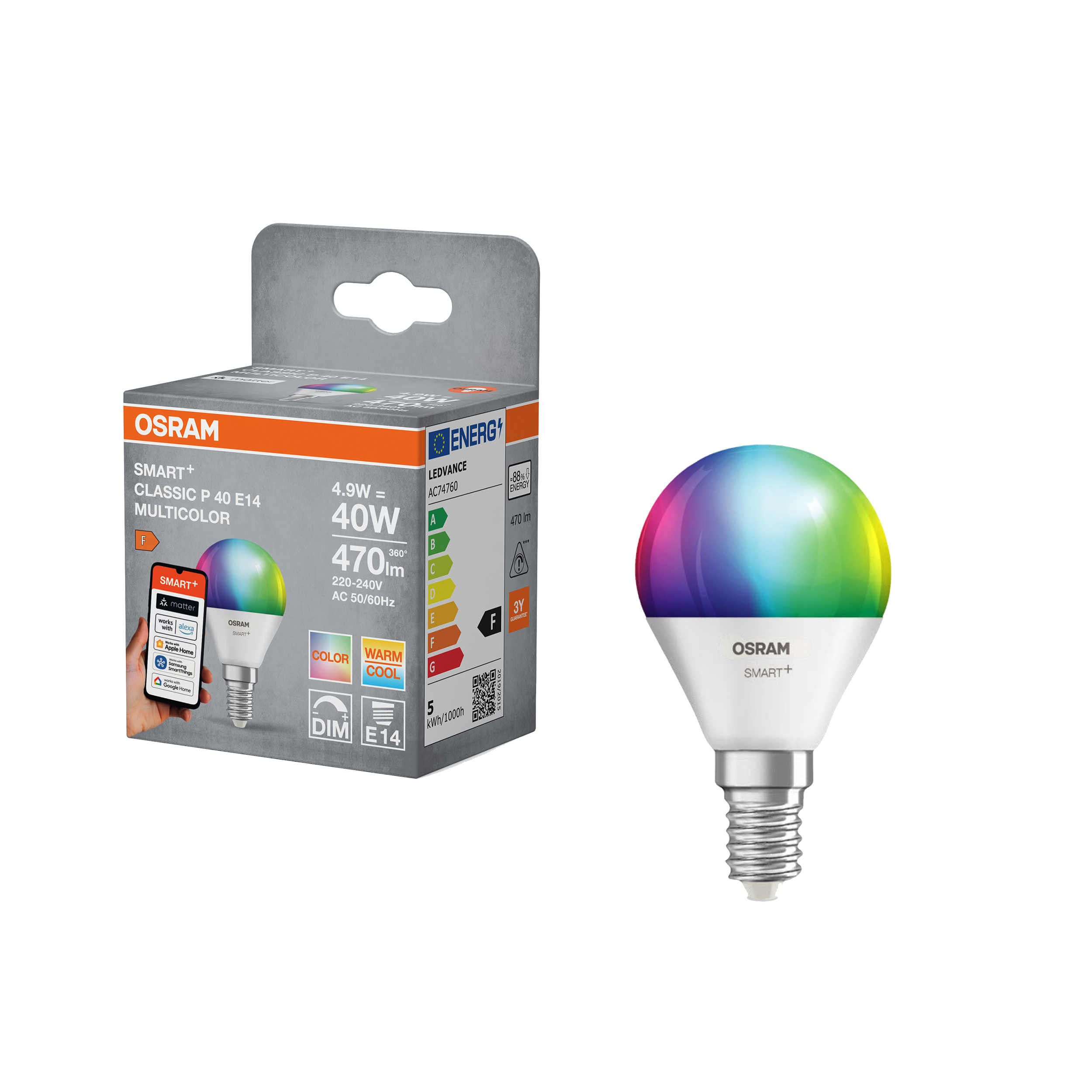 Żarówka E14 SMD 4.9W RGBW DIM WF MLGL OSRAM