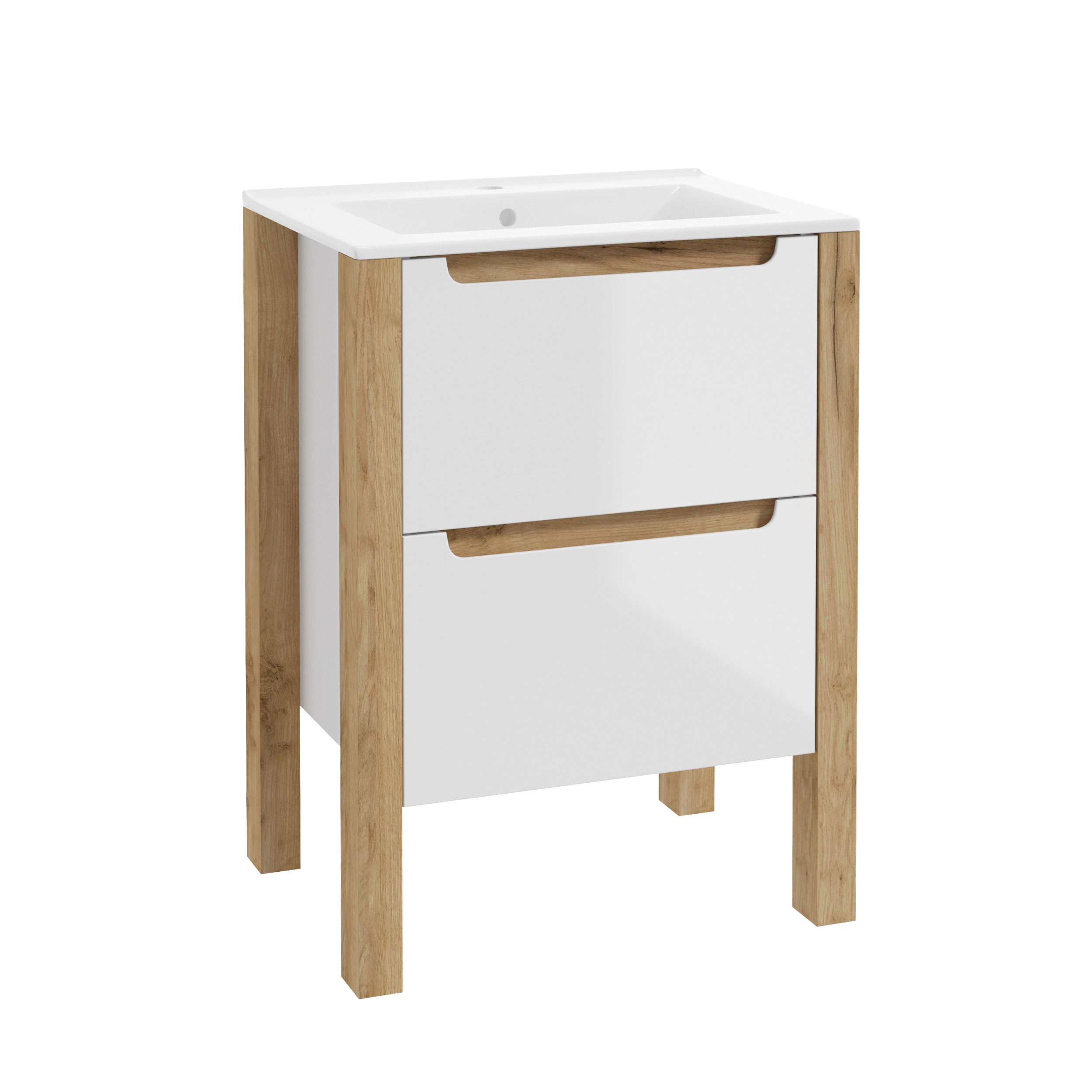 Szafka umywalkowa stojąca Gambi 60x45.4x80.5 cm brązowo-biała Defra