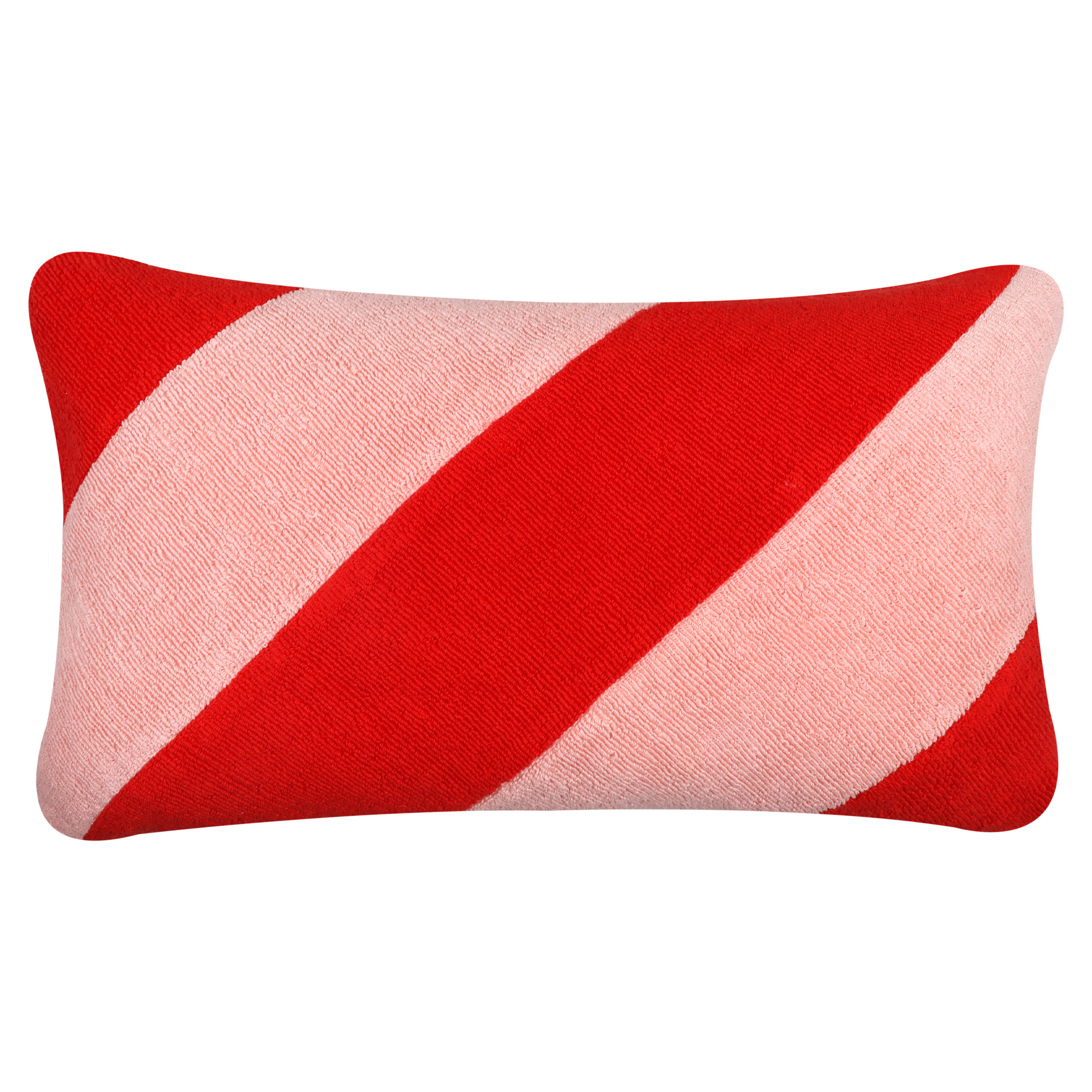 Poduszka dekoracyjna Chamallow 50 x 30 cm czerwono-różowa w pasy Inspire