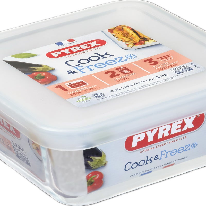Naczynie żaroodporne Cook & Freeze z pokrywką 20x20x7.5 cm 2 l Pyrex
