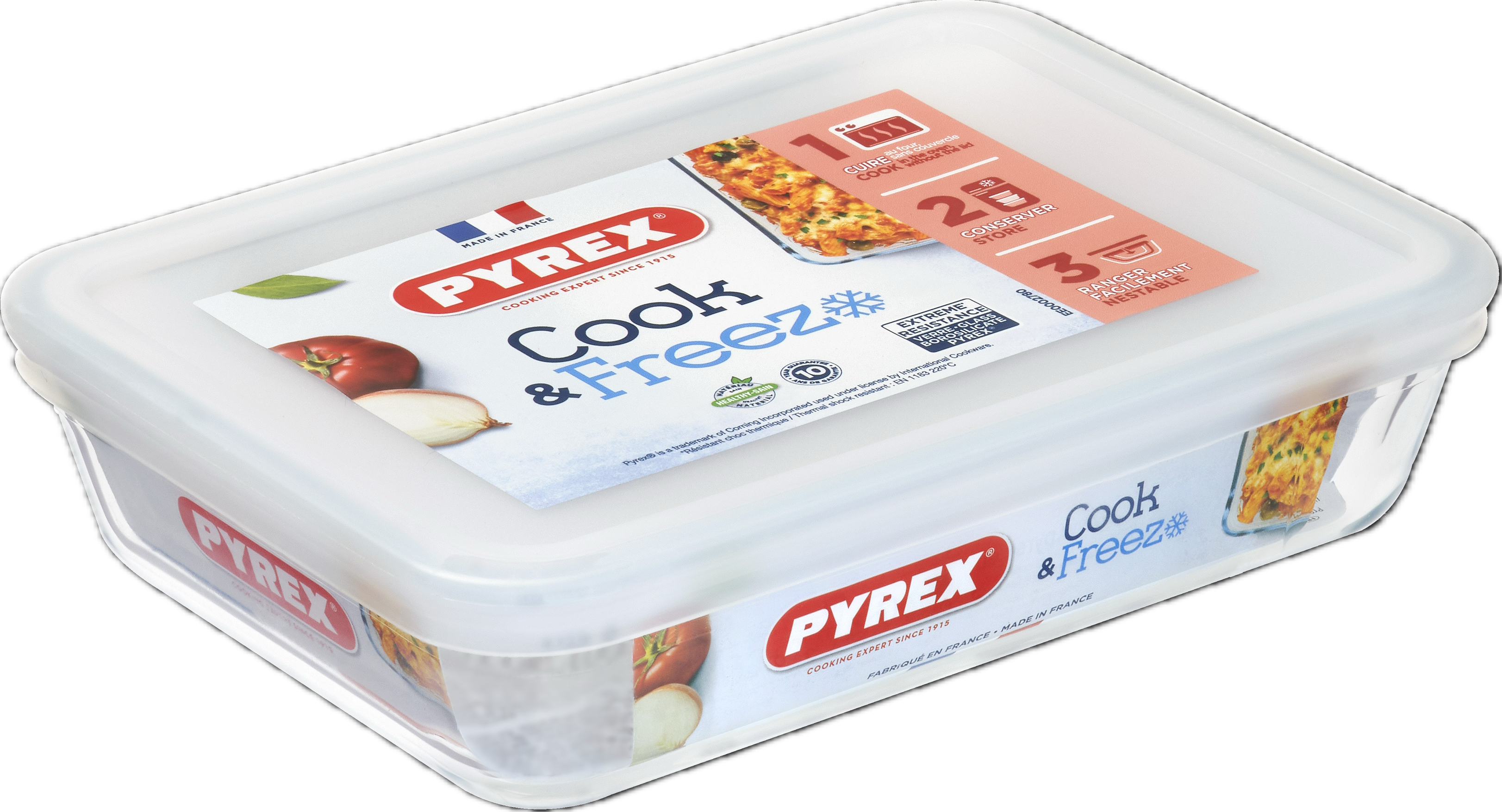 Naczynie żaroodporne Cook & Freeze z pokrywką 19x14x4 cm 0,8 l Pyrex