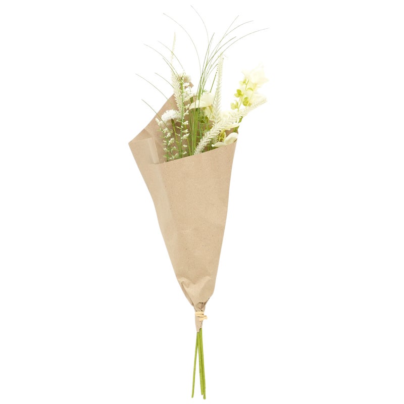 Bukiet kompozycja kwiatów kremowy w papierze 62 cm
