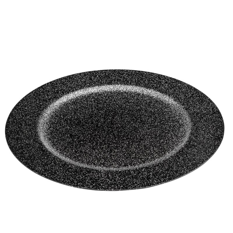 Talerz dekoracyjny czarny śr. 33 cm brokatowy