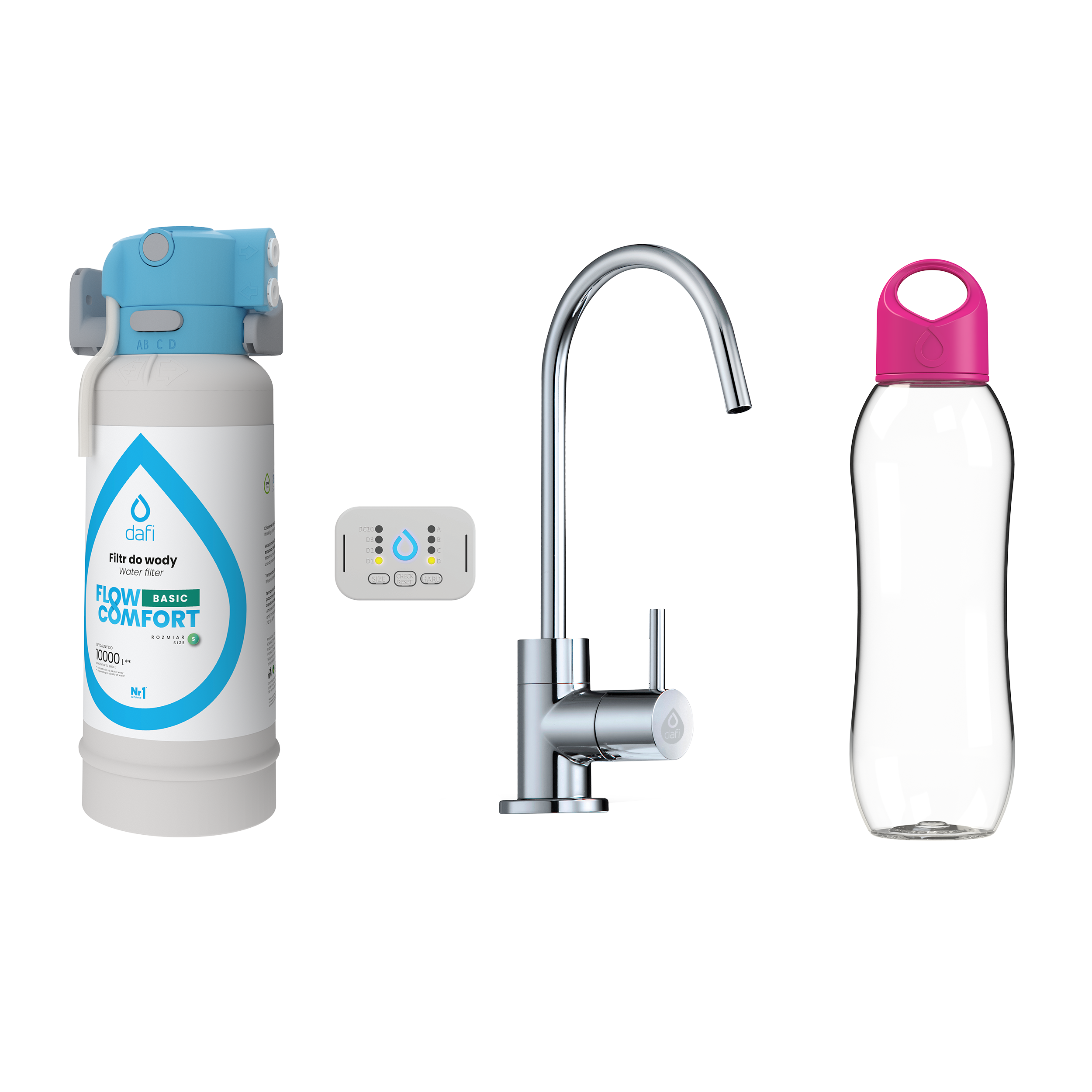 System filtracji wody FLOW COMFORT BASIC D10 chrom z butelką
