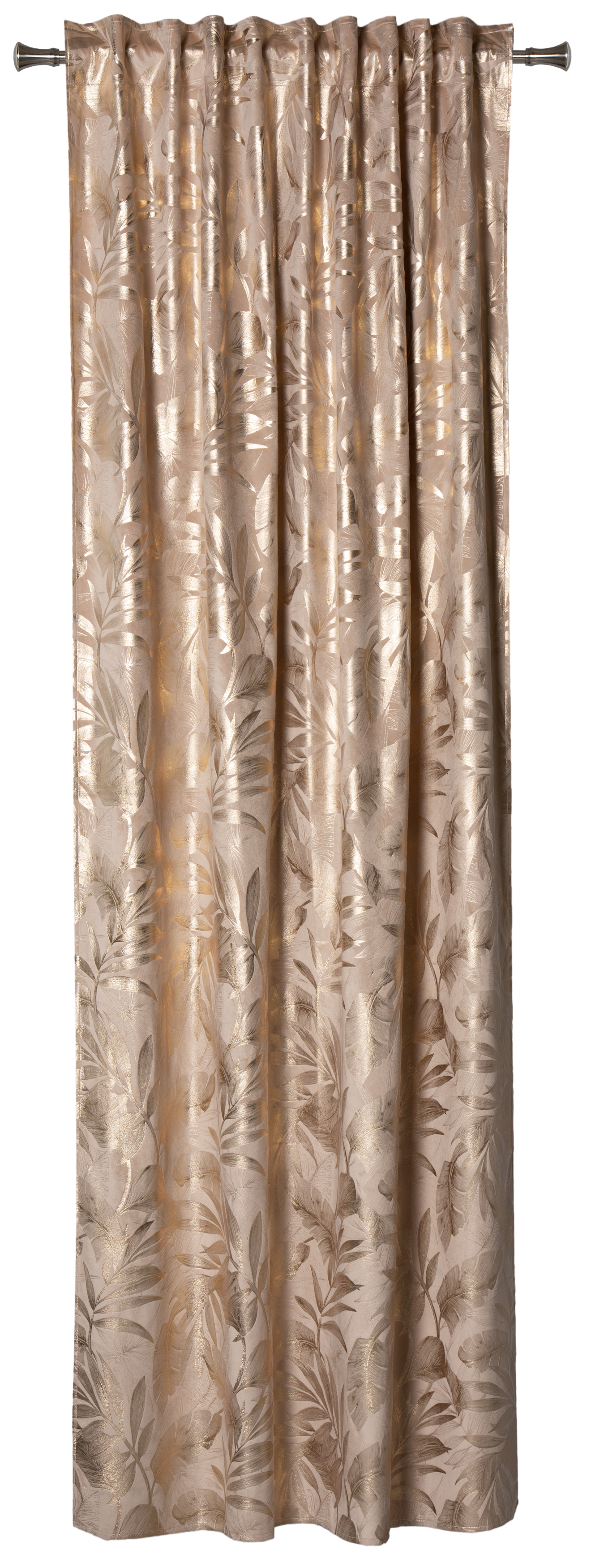 Zasłona Velora Liście beżowo-złota 140 x 260 cm na taśmie