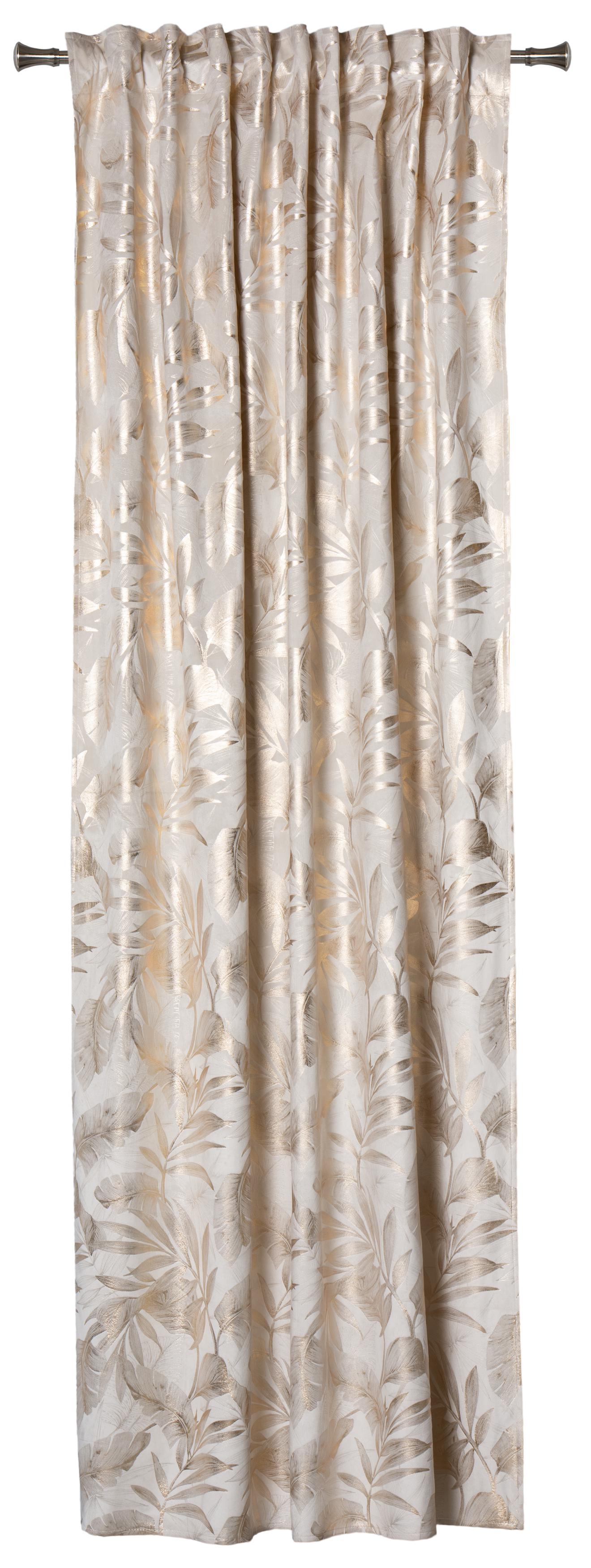 Zasłona Velora Liście kremowo-złota 140 x 260 cm na taśmie