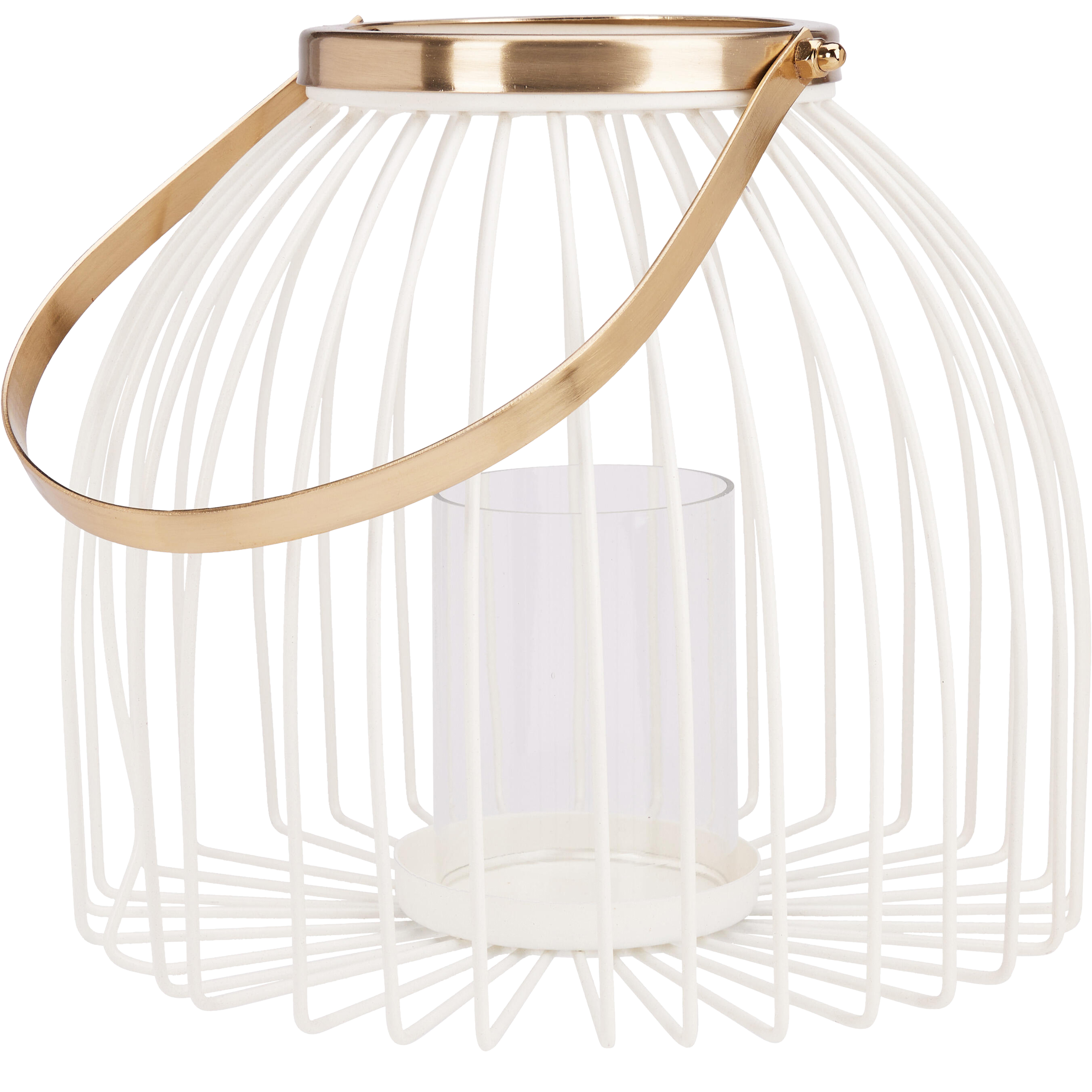 Lampion z uchwytem metalowy na świecę wys. 19 cm biały