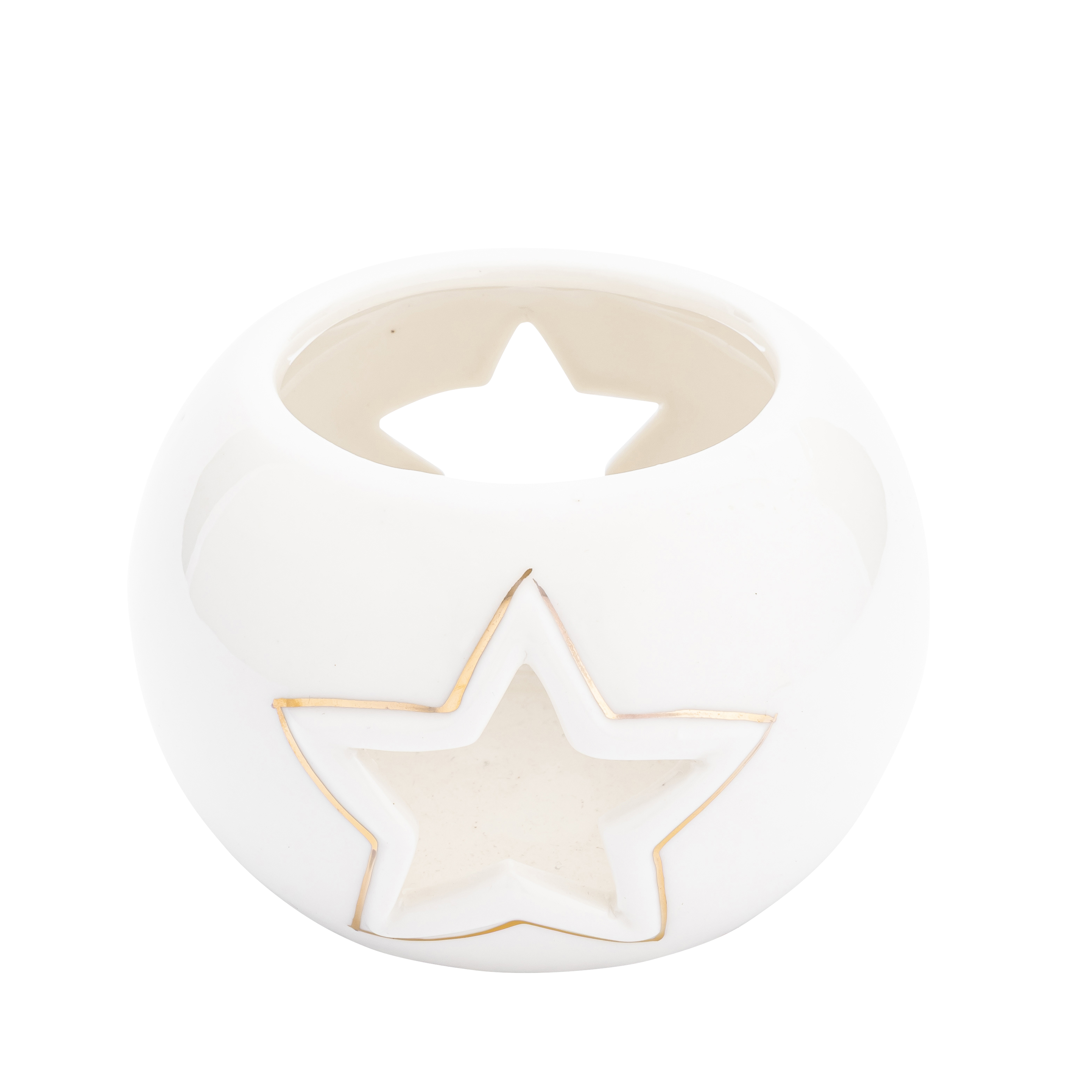 Świecznik ceramiczny na tealight Gwiazdka 9 x 6 cm biały