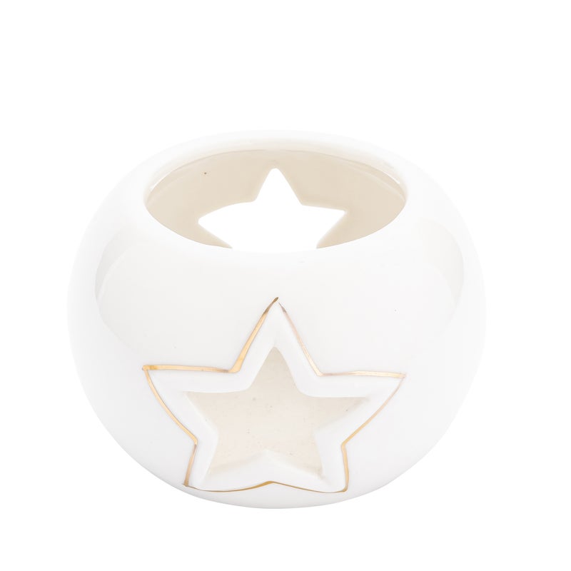 Świecznik ceramiczny na tealight Gwiazdka 9 x 6 cm biały