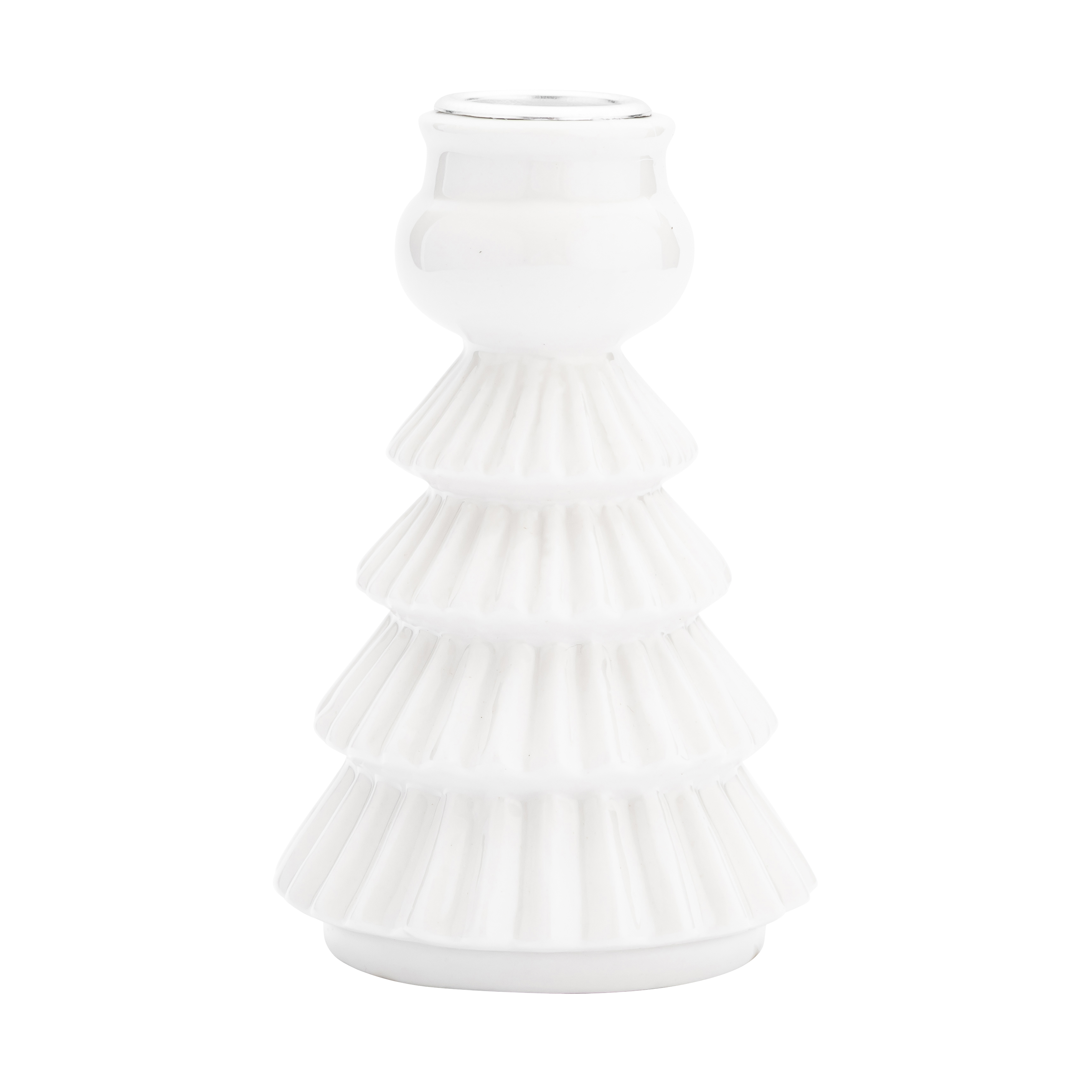 Świecznik ceramiczny Choinka na świecę stołową wys. 11.5 cm biały