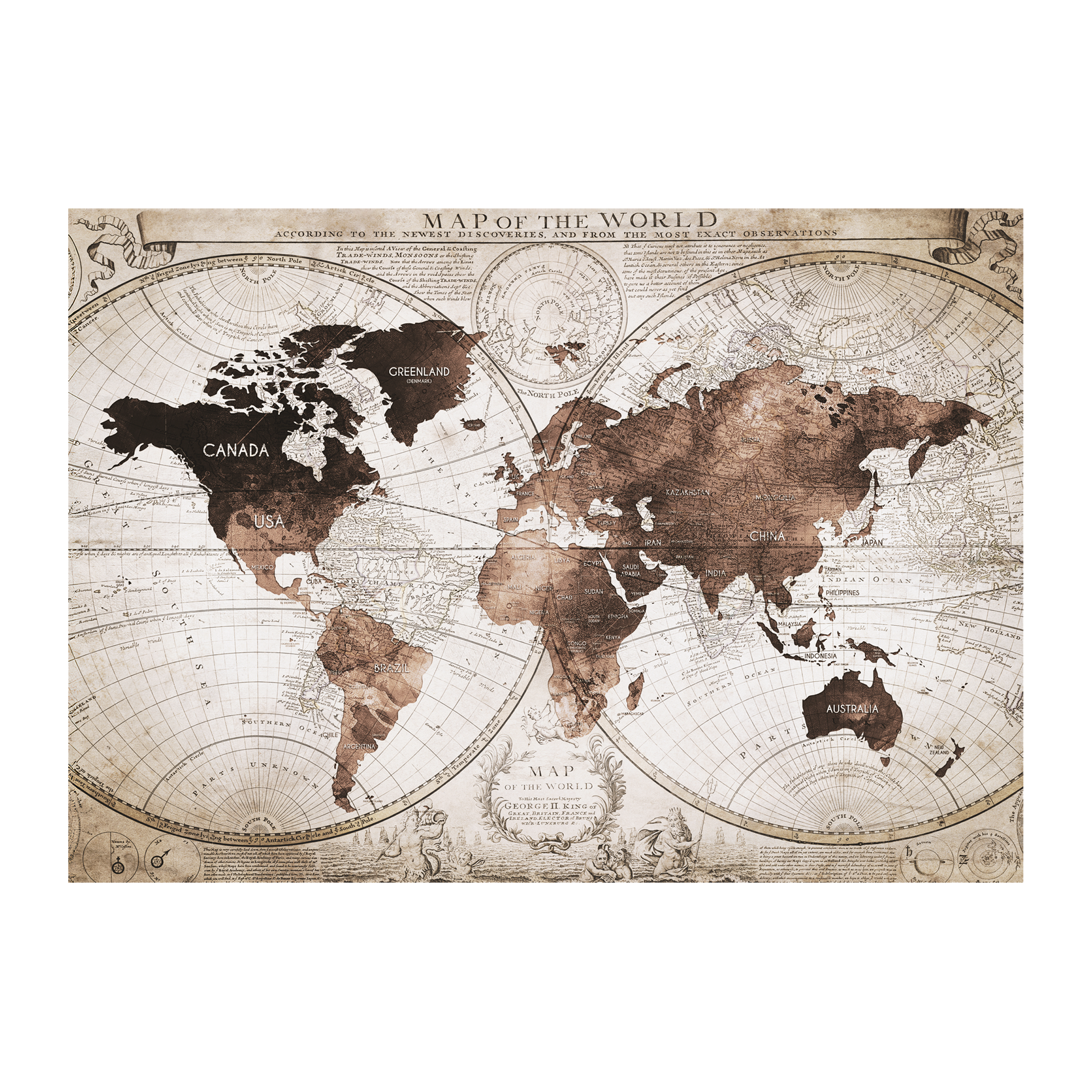 Kanwa Mapa Świata Antique Map 100 x 70 cm