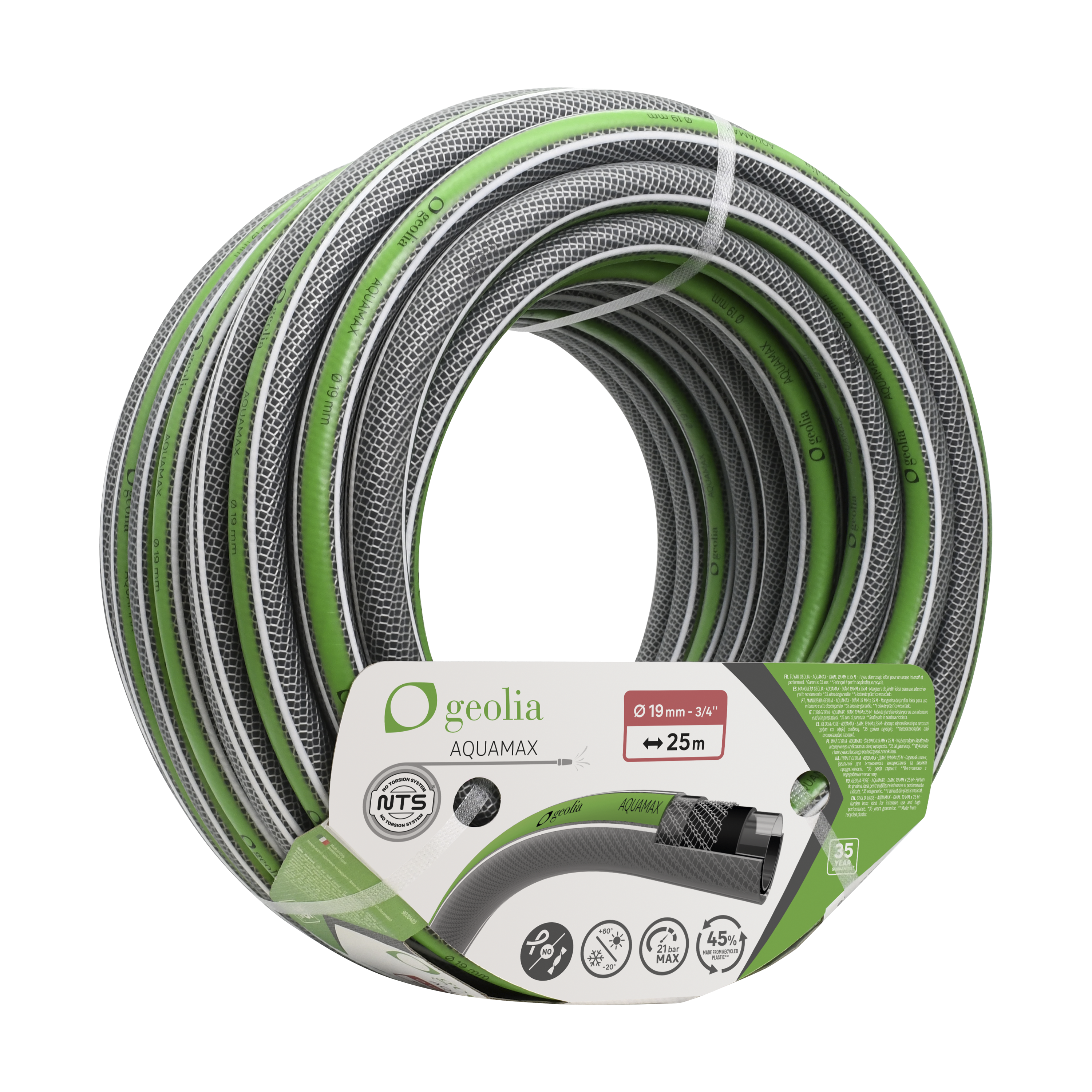 Wąż ogrodowy zapobiegający skręcaniu Aquamax 19 mm/25 m Geolia