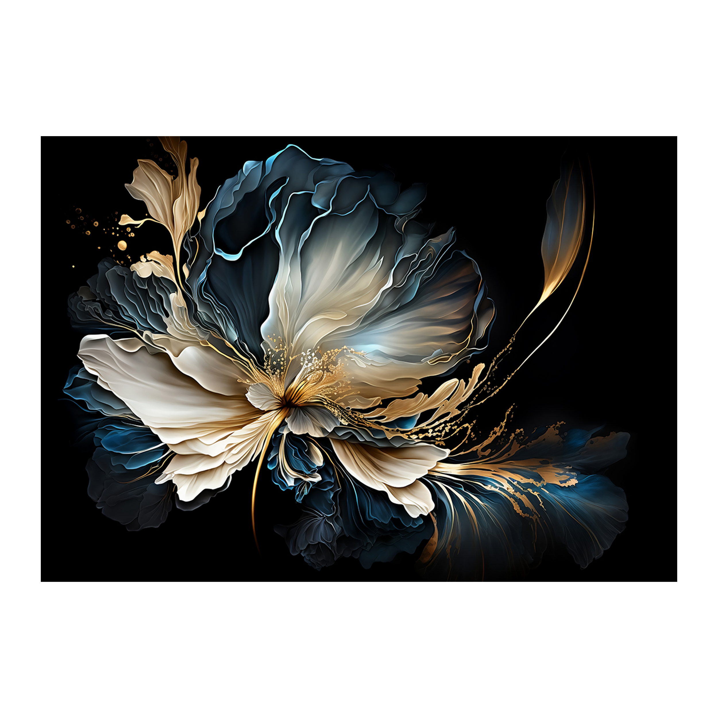 Kanwa Flora Mat Kwiat niebiesko-złoty 100 x 70 cm