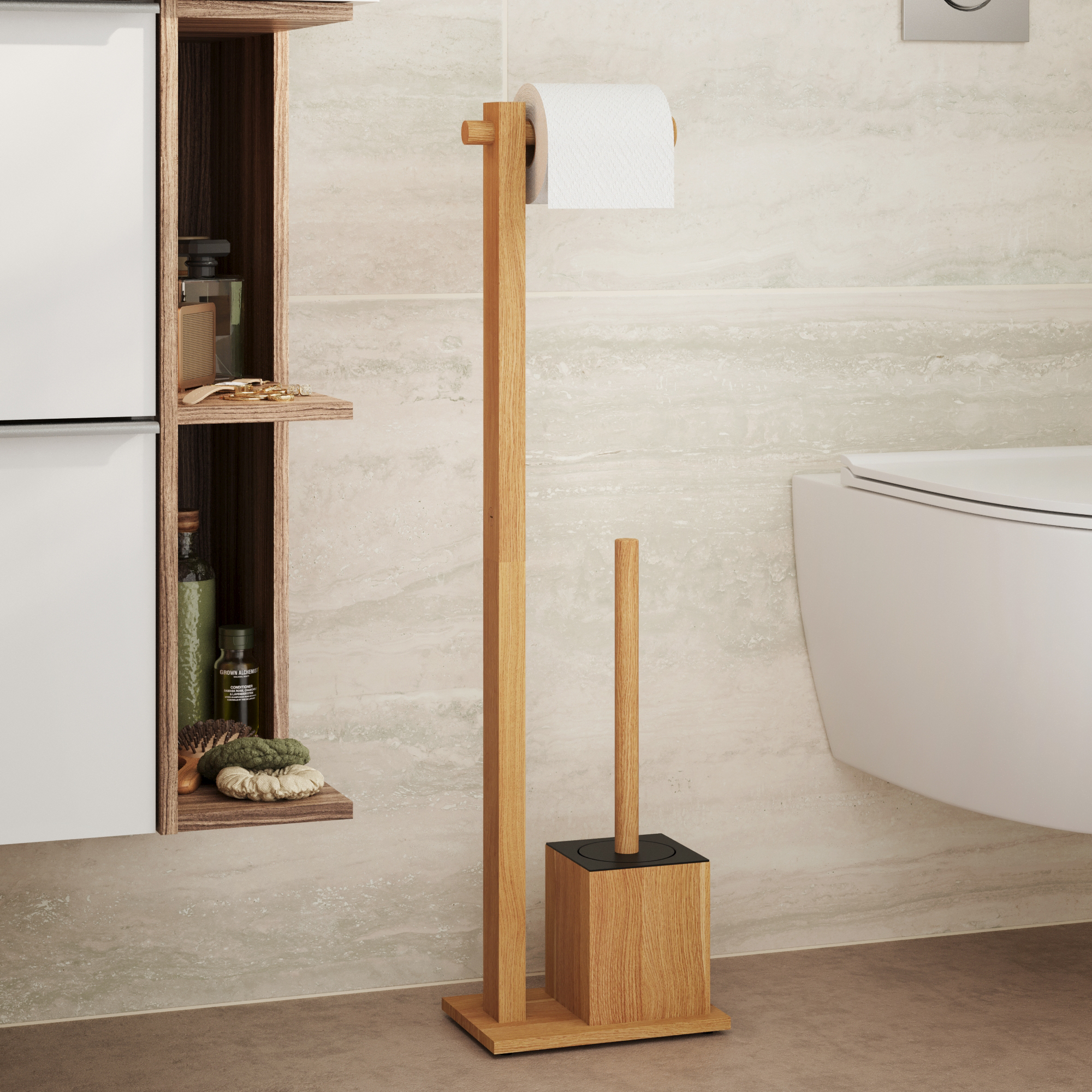 Stojak na papier toaletowy i szczotkę WC Natural Bambus Sensea