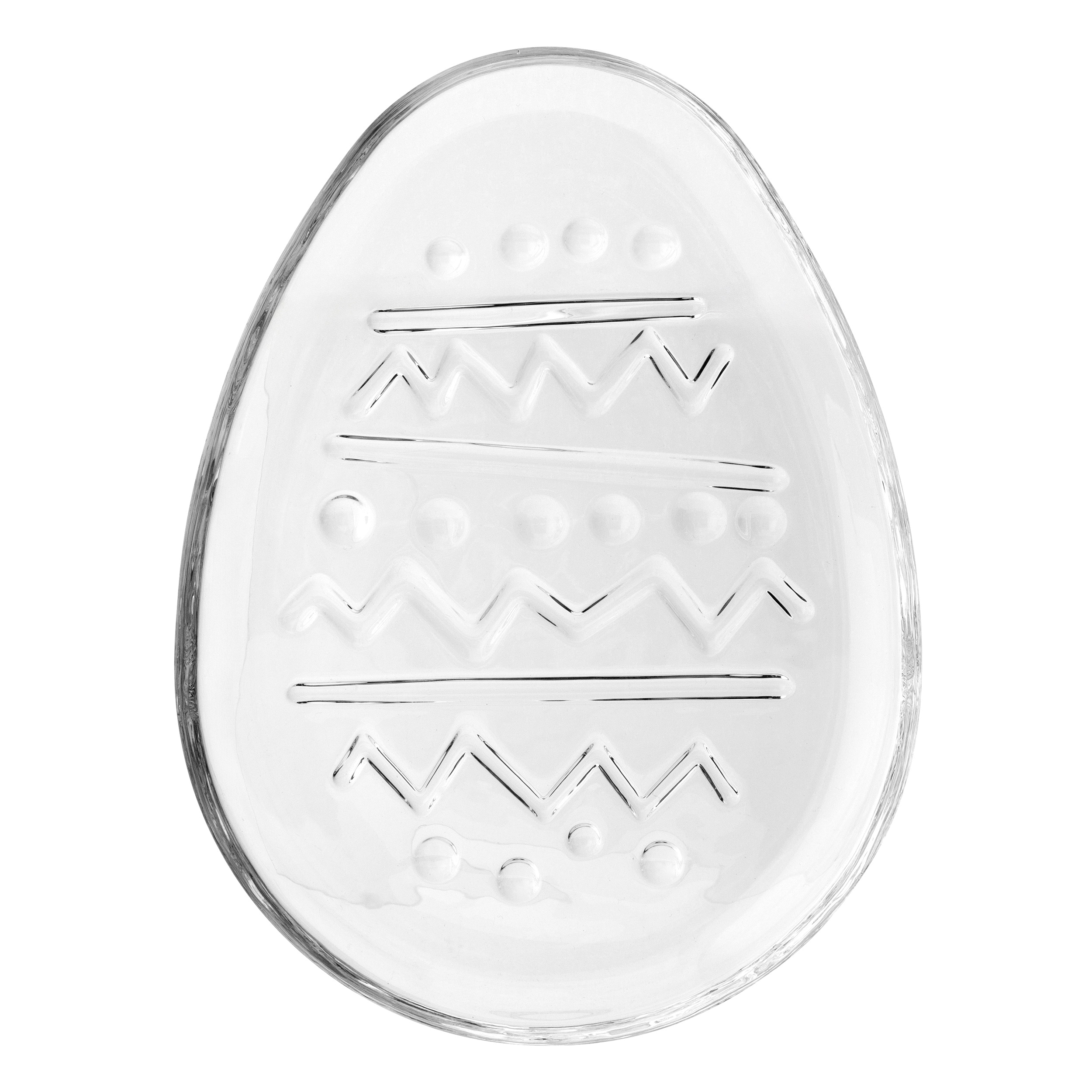 Patera szklana Jajko Wielkanocny talerz z tłoczeniem 20x15 cm
