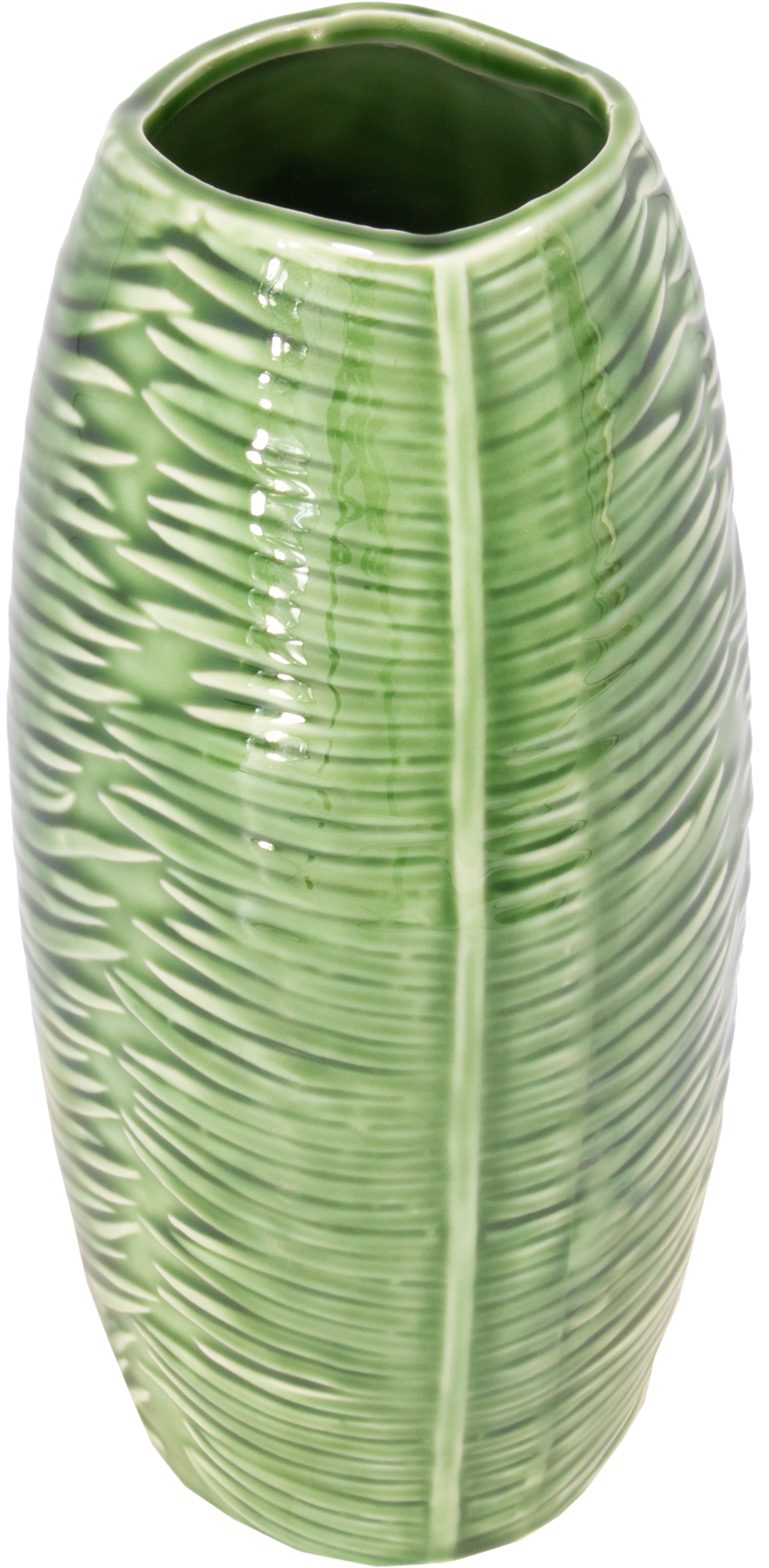 Wazon ceramiczny Liść - Zielony Botaniczny wys. 23 cm