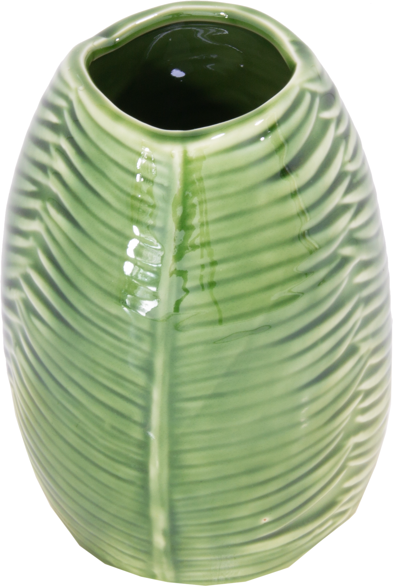 Wazon ceramiczny Liść - Zielony Botaniczny wys. 18 cm