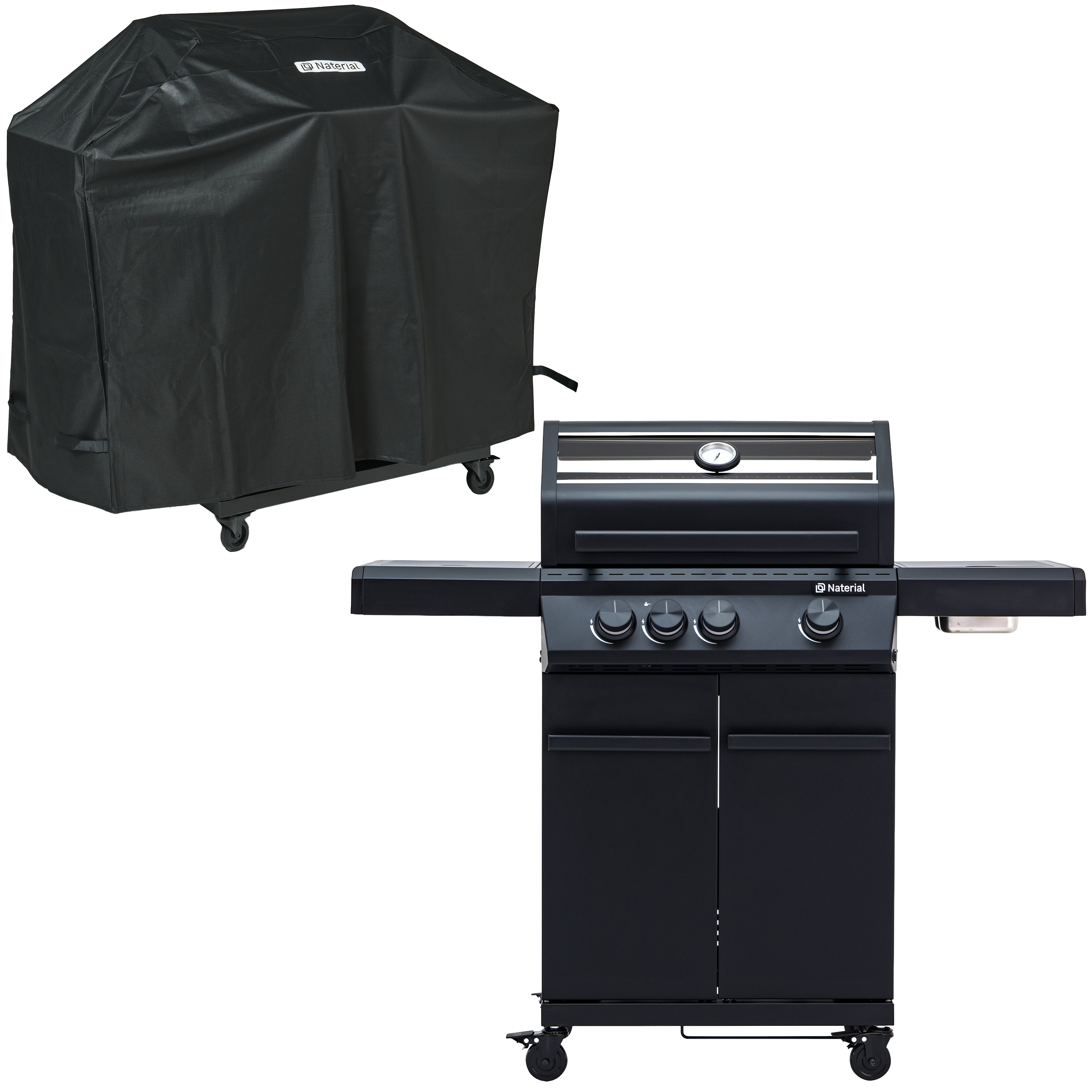 Grill gazowy 13,5kW Hudson II 3+1 palniki + pokrowiec czarny Naterial