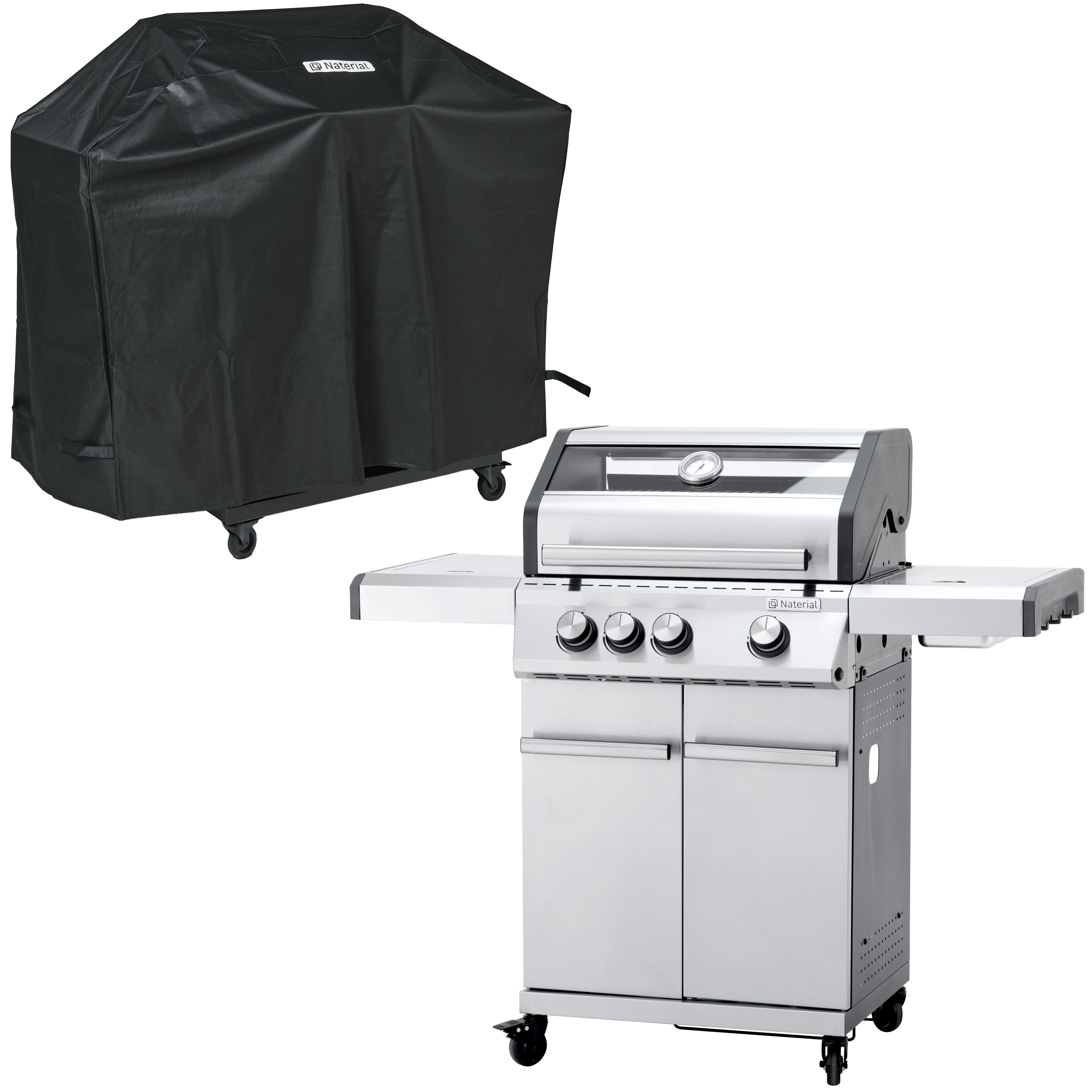 Grill gazowy 13,5kW Hudson II 3+1 palniki + pokrowiec czarny Naterial