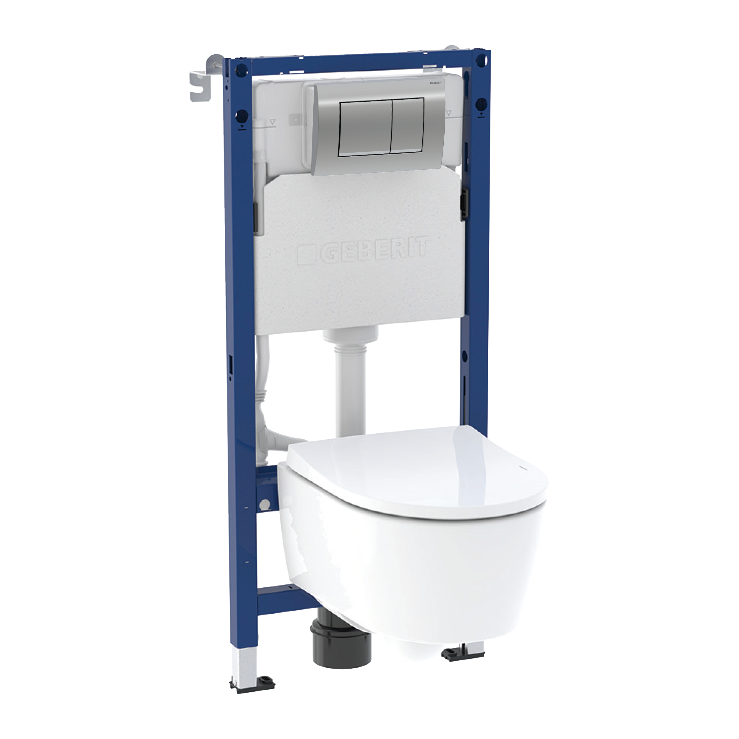 Zestaw podtynkowy WC Naro Mini + miska WC bezkołnierzowa + deska wolnoopadająca + przycisk Delta 30 chrom Geberit