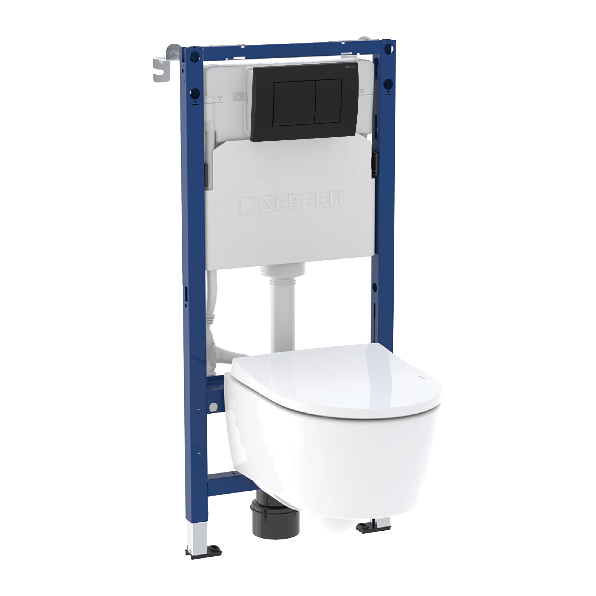 Zestaw podtynkowy WC Naro Mini + miska WC bezkołnierzowa + deska wolnoopadająca + przycisk Delta 30 czarny Geberit