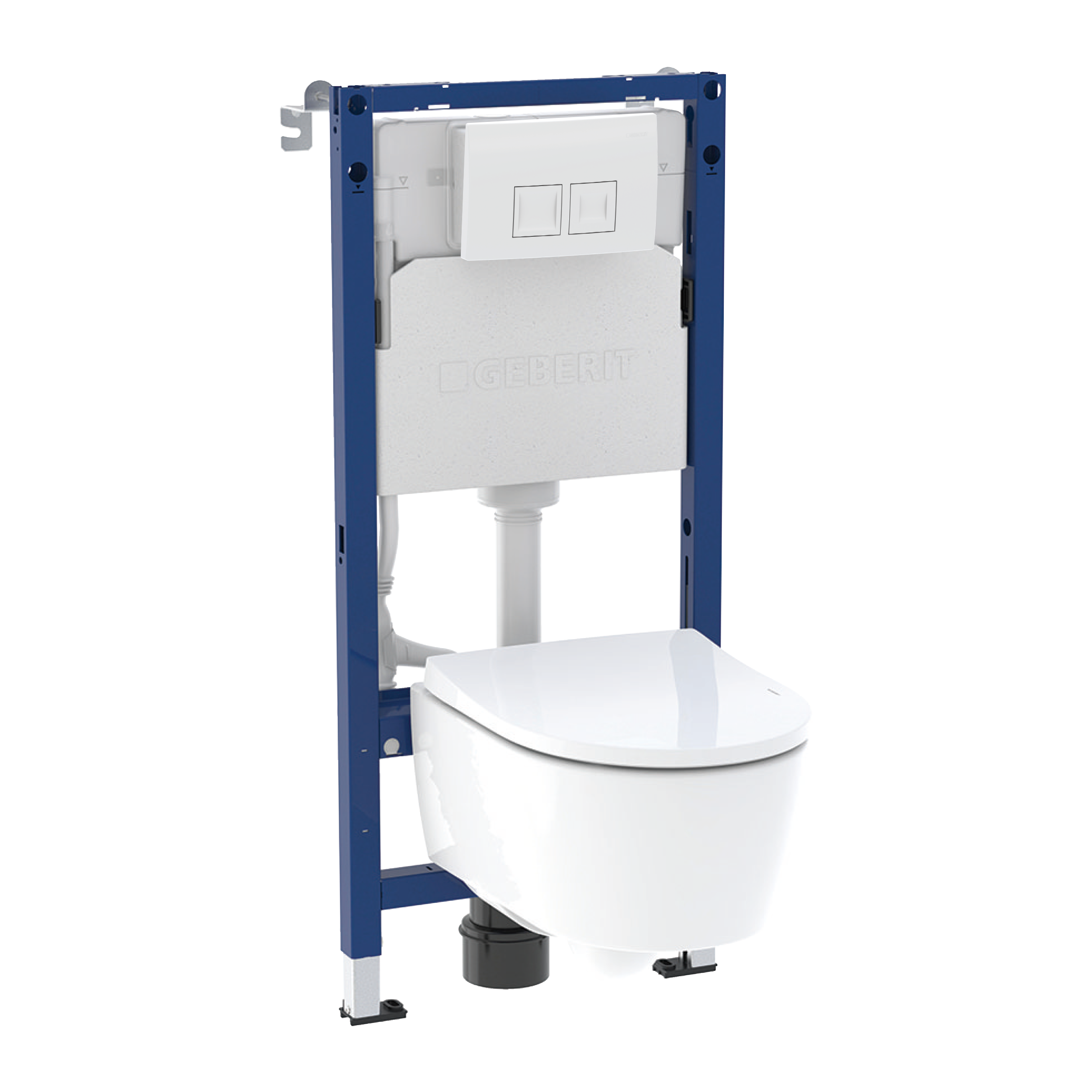 Zestaw podtynkowy WC Naro Mini + miska WC bezkołnierzowa + deska wolnoopadająca + przycisk Delta 35 biały Geberit