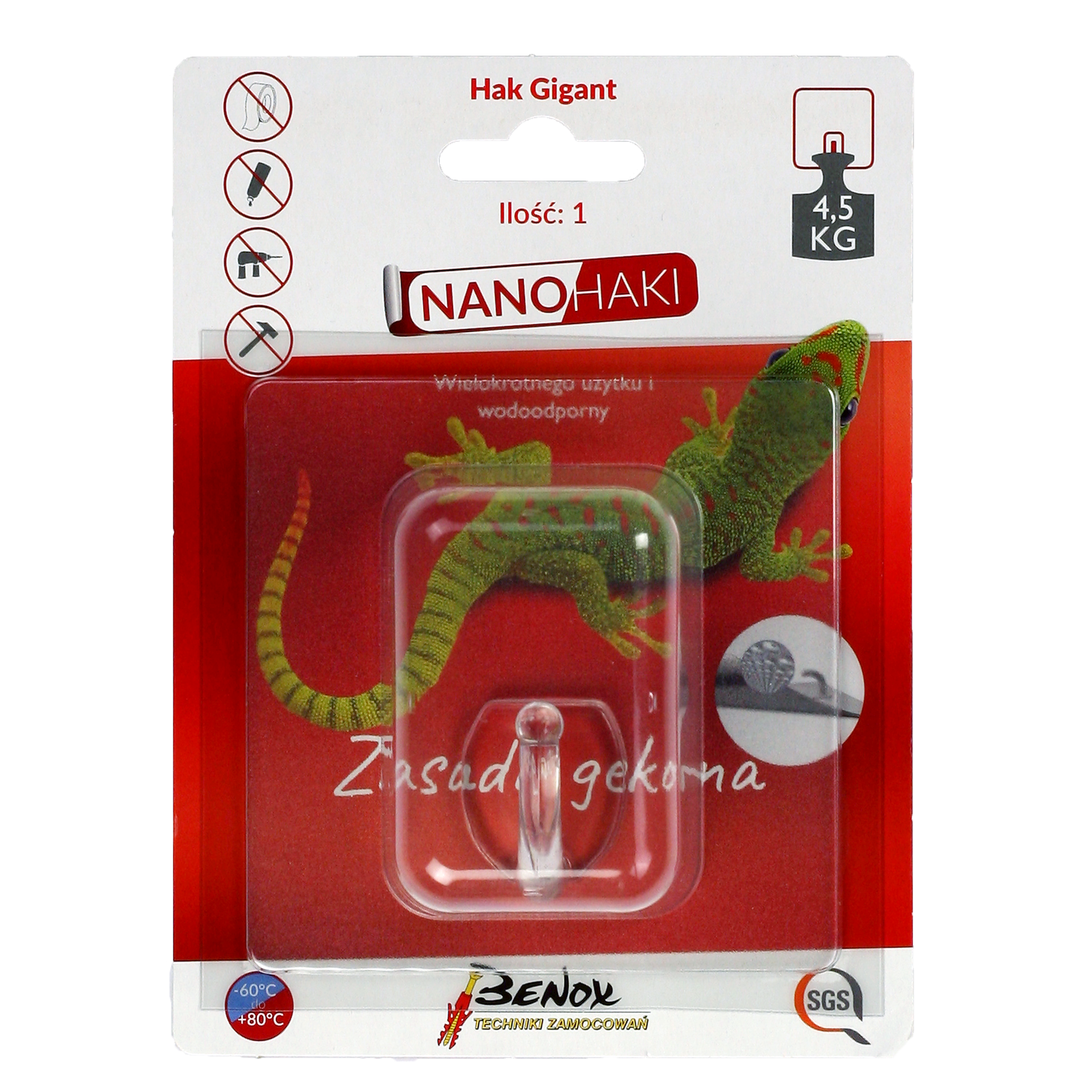 Haczyk samoprzylepny gigant 1 szt. GMS12-11286 Benox