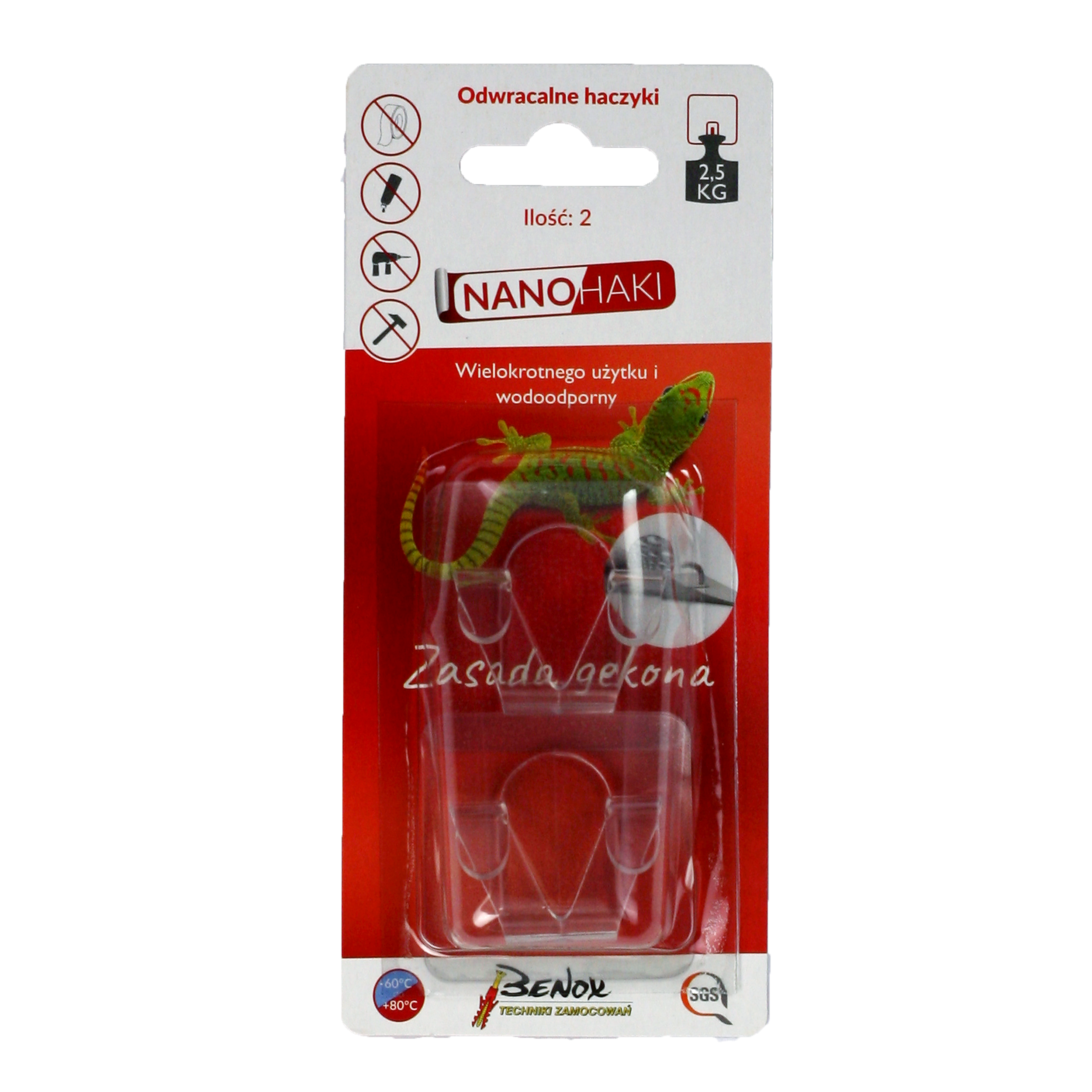 Haczyk samoprzylepny odwracalny 2 szt. GMS12-11277 Benox